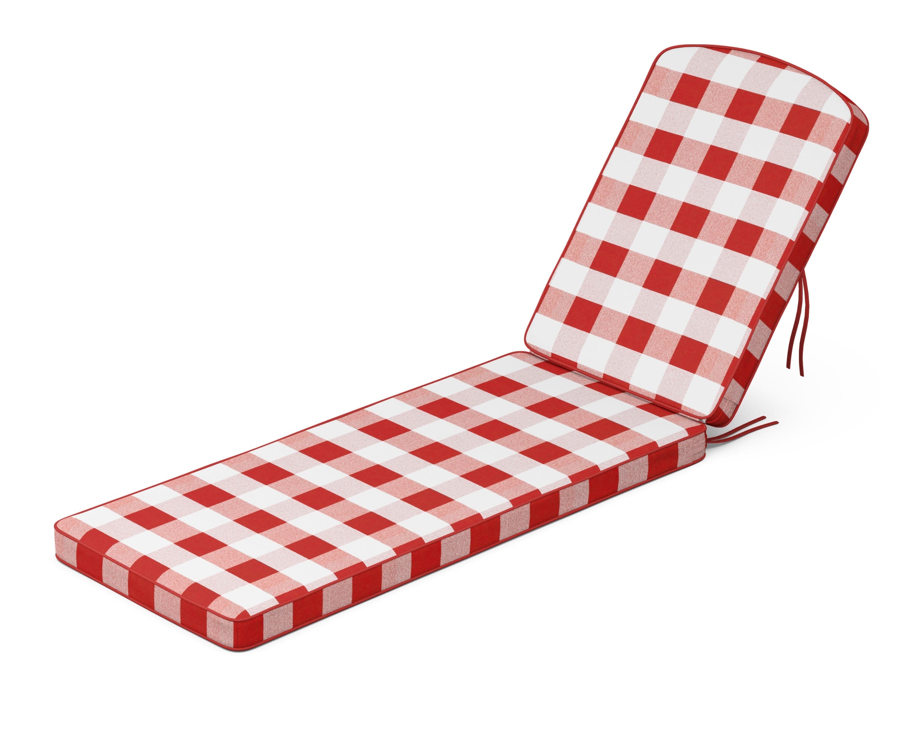 Chinoiserie Chaise Cushion in Buffalo Plaid Crimson