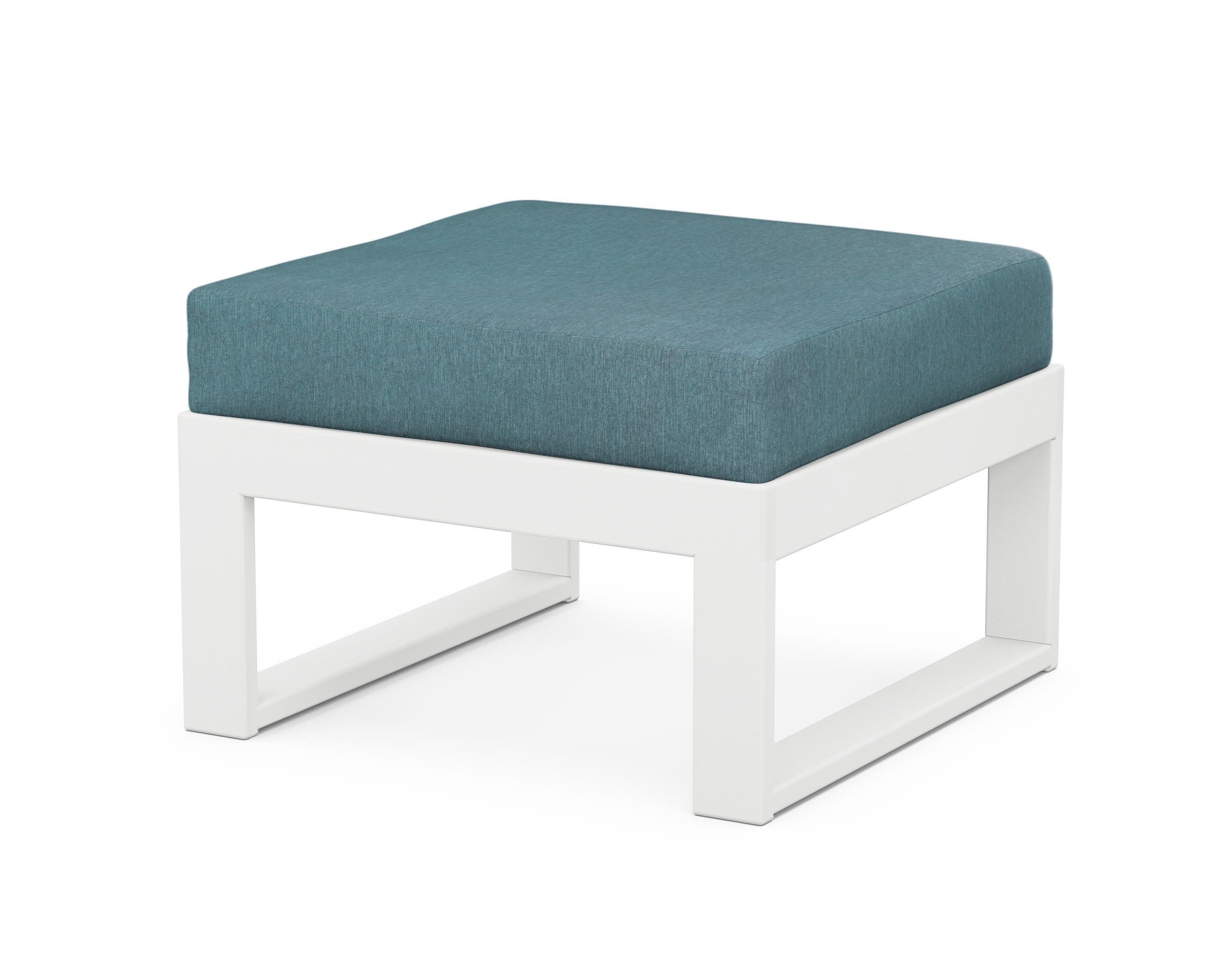 Modular Ottoman - Modern in White / Ocean Teal