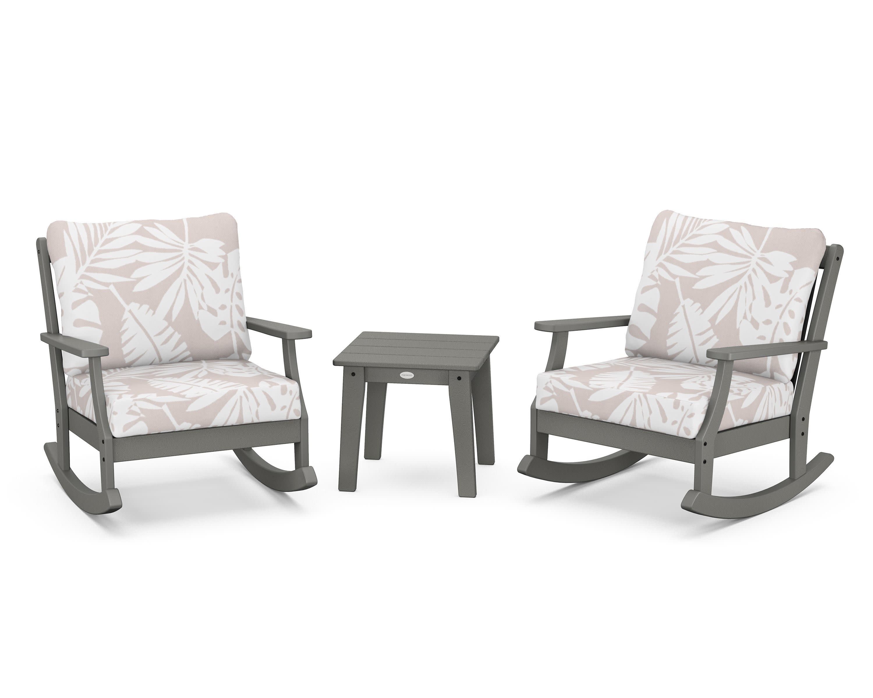 Braxton 3-Piece Deep Seating Rocker Set in Slate Grey / Leaf Dune Burlap