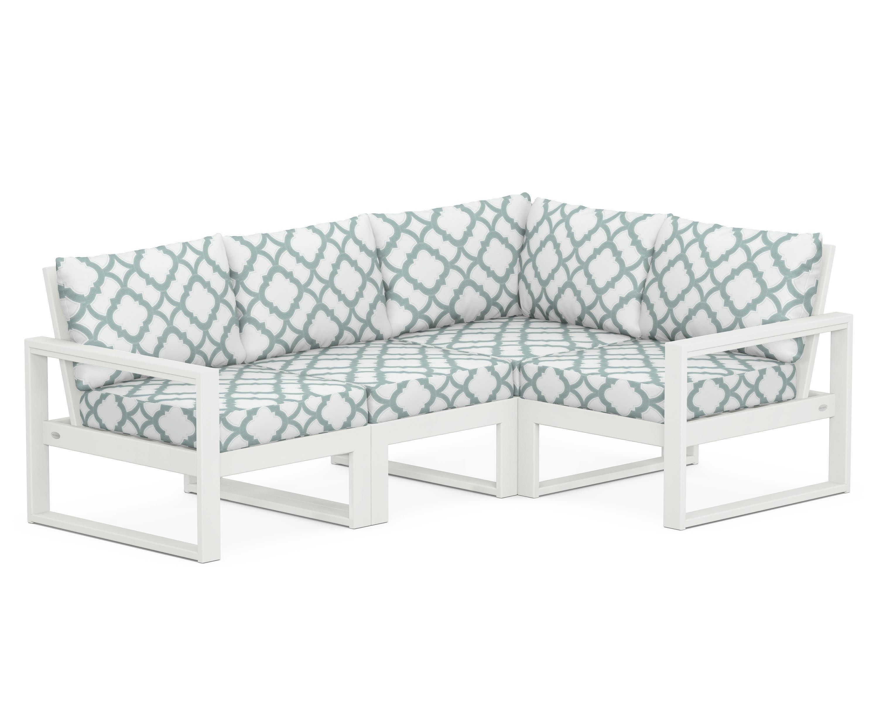 EDGE 4-Piece Modular Deep Seating Set in Vintage White / Trellis Glacier Spa