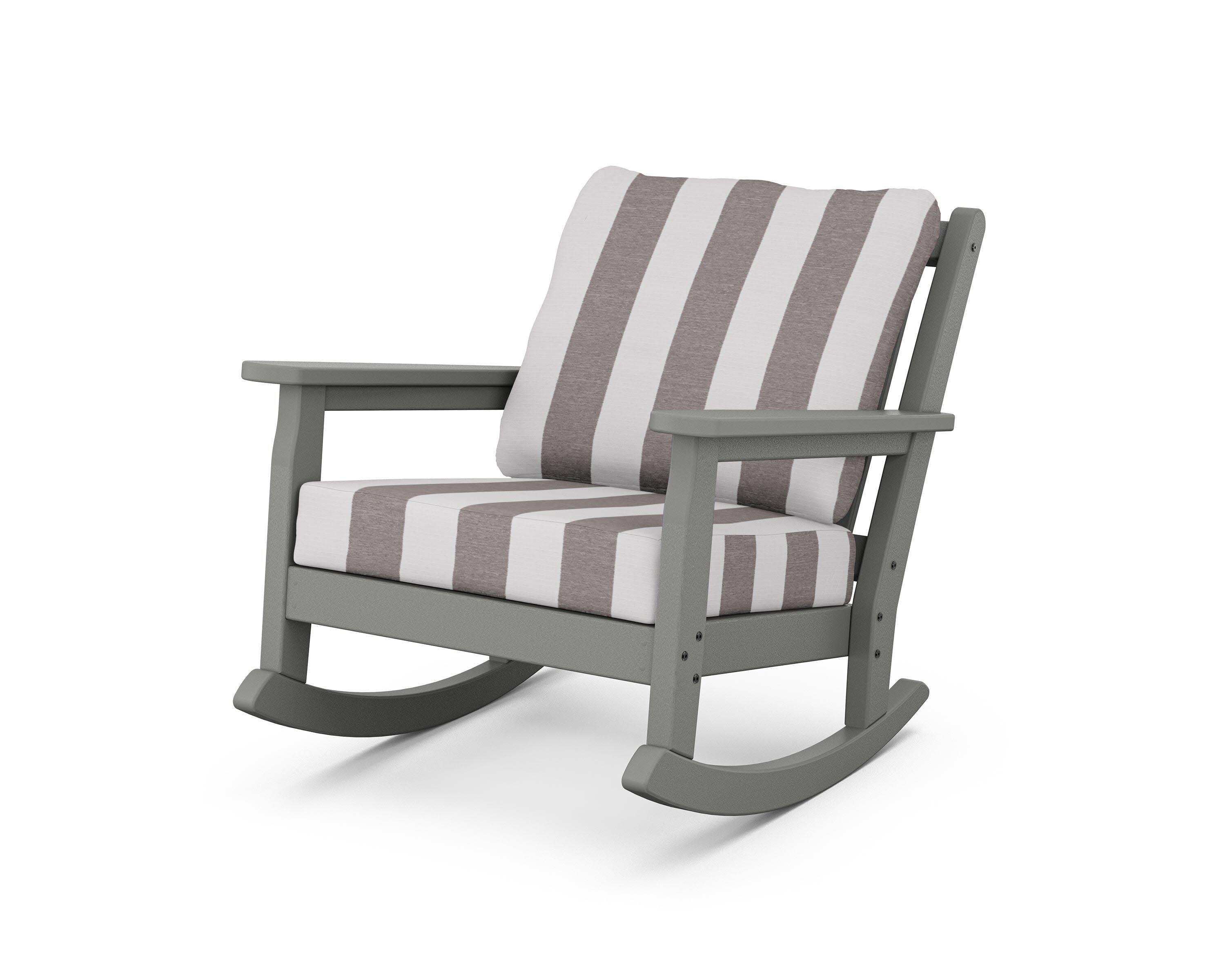 Chippendale Deep Seating Rocking Chair in Slate Grey / Cabana Stripe Grey Mist
