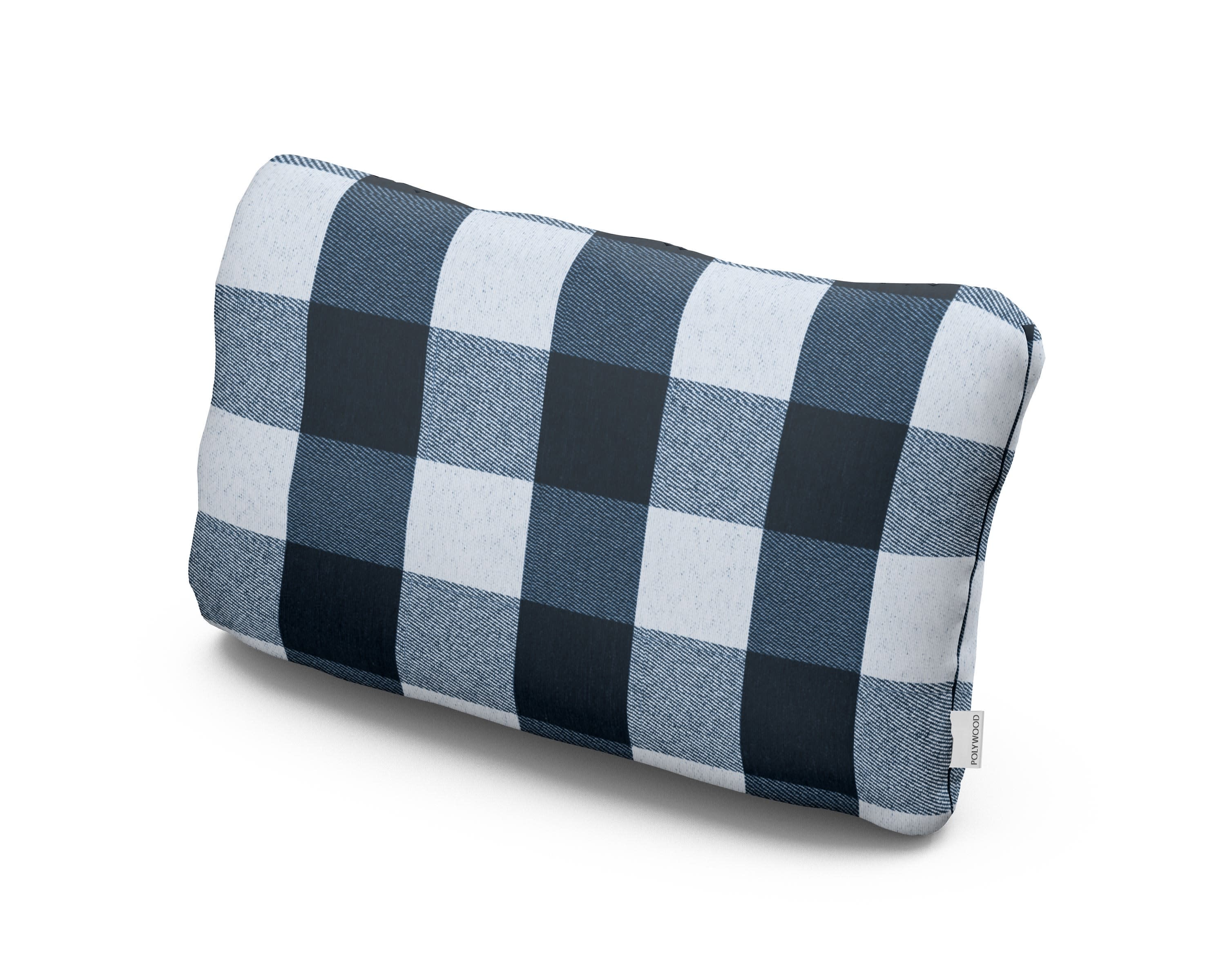 Outdoor Lumbar Pillow in Buffalo Plaid Marine Indigo
