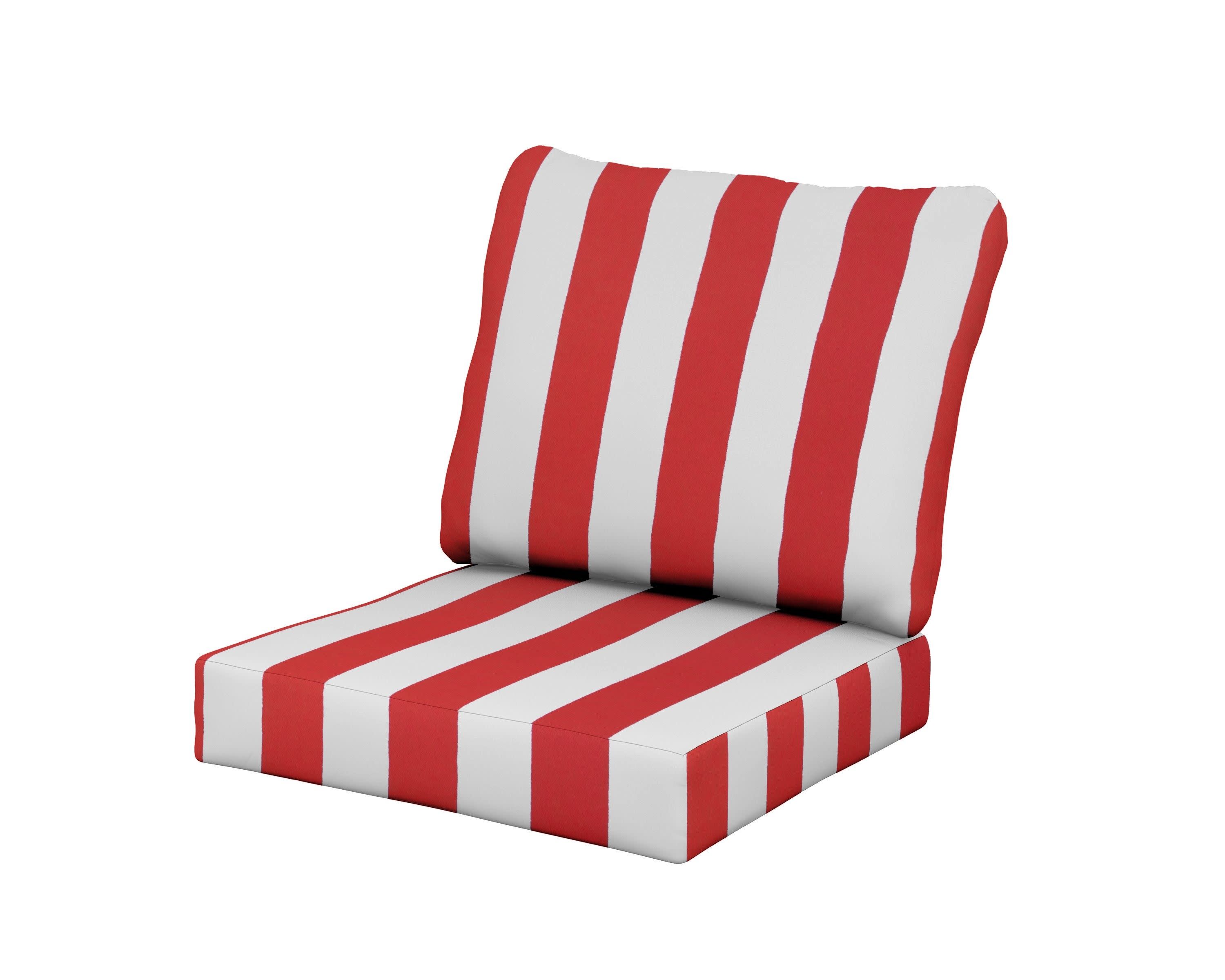Baffle Seat/Back Cushion in Cabana Stripe Crimson