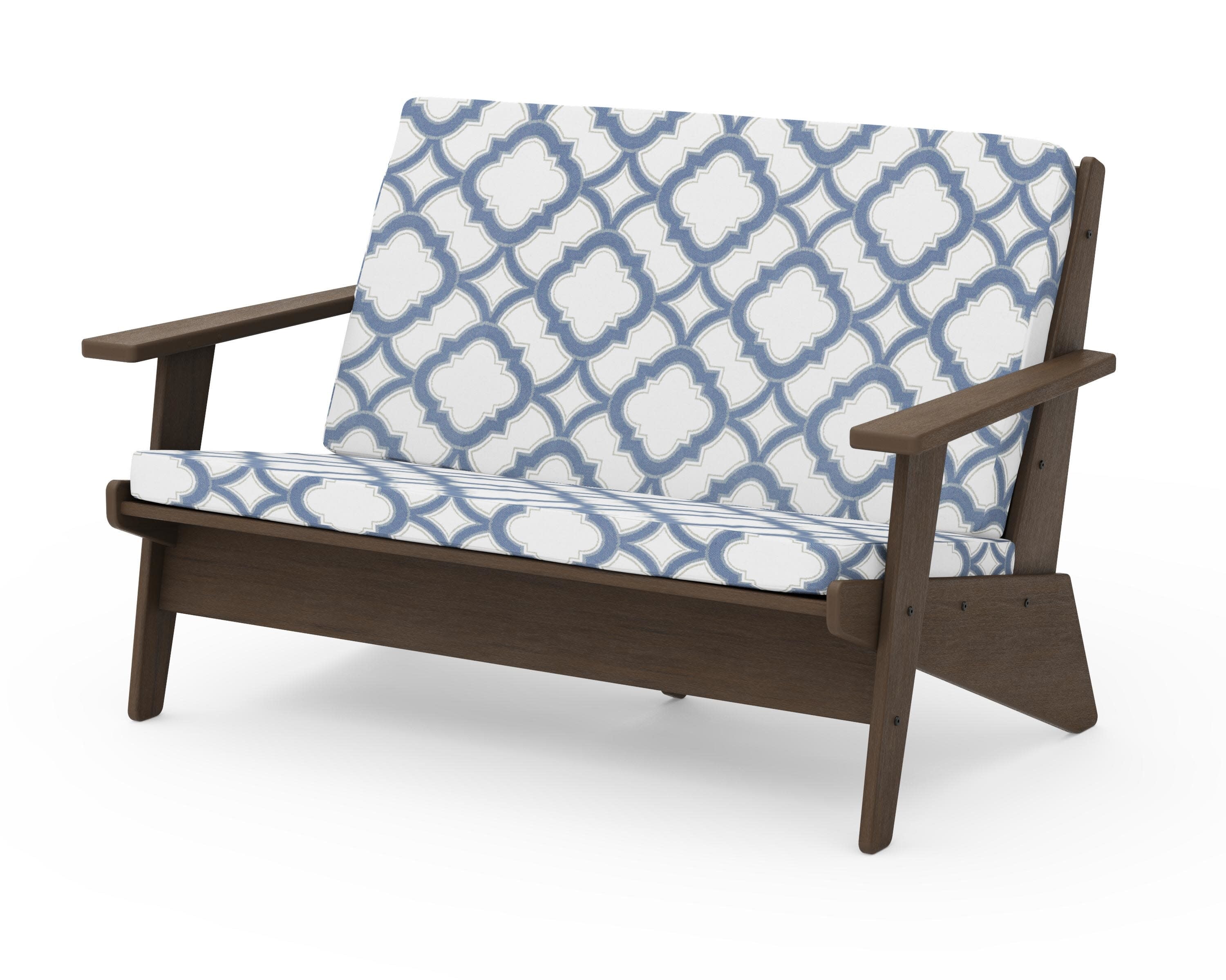 Riviera Modern Lounge Loveseat in Kona / Trellis Sky Blue