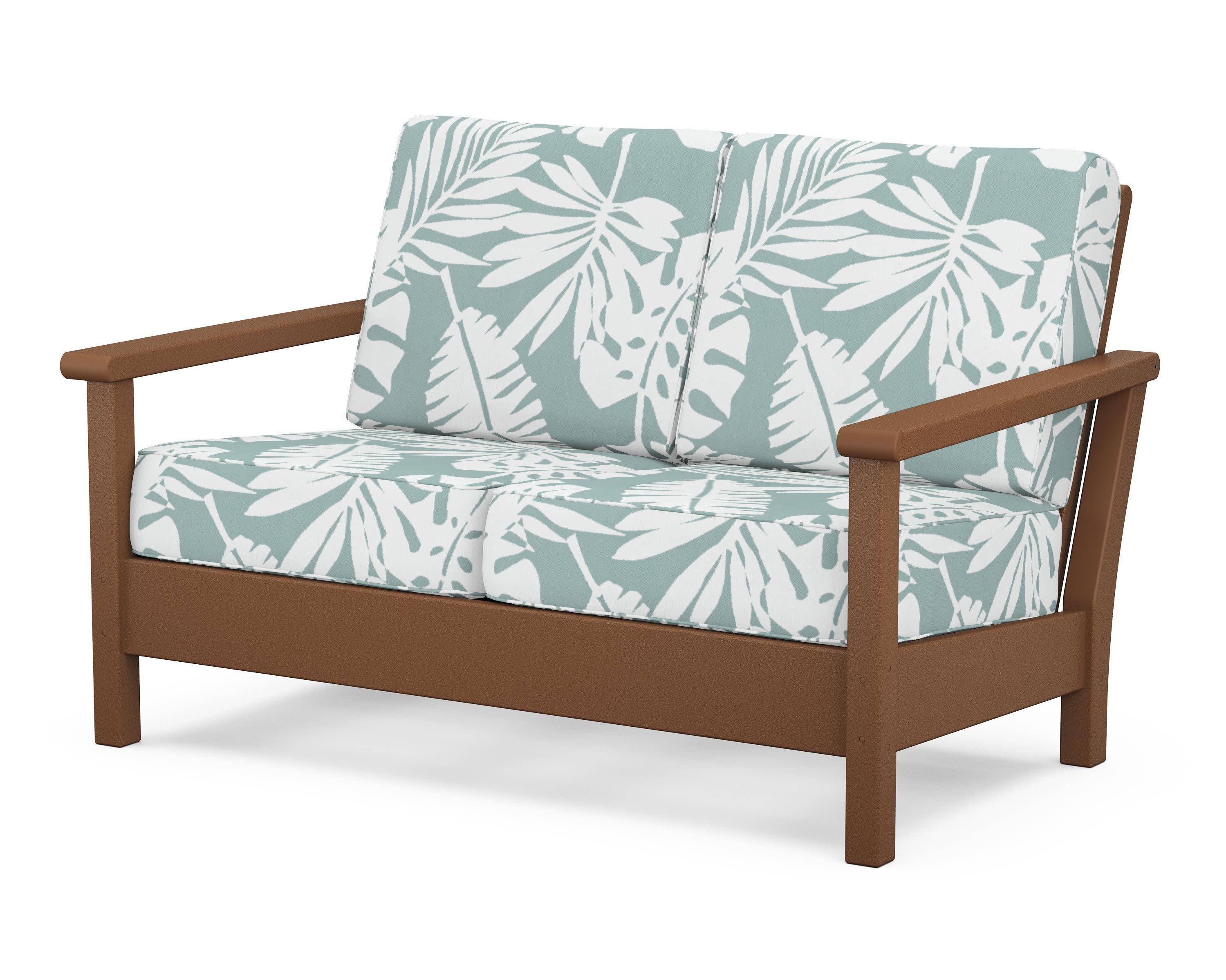Harbour Deep Seating Loveseat in Teak / Leaf Glacier Spa