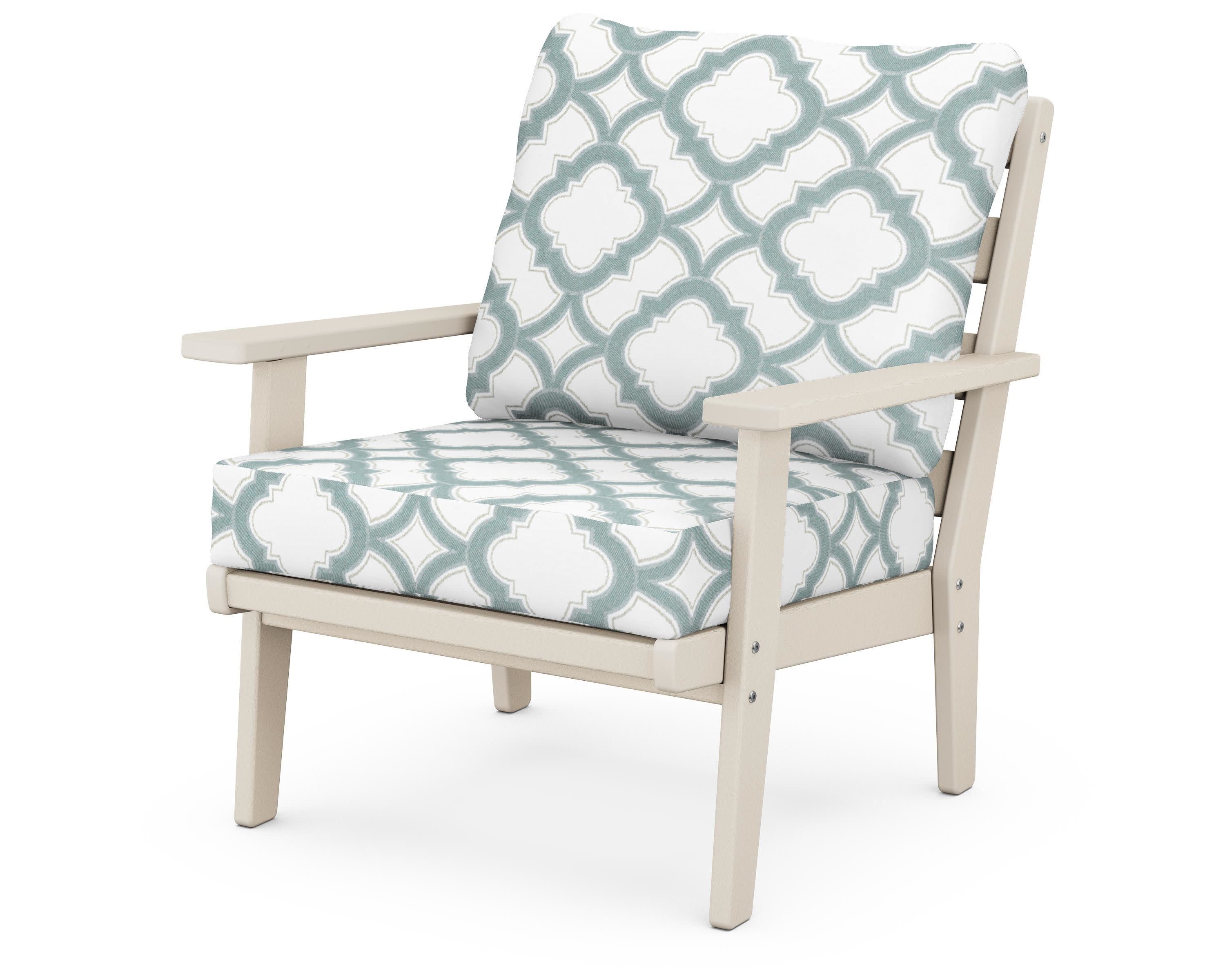 Grant Park Deep Seating Chair in Sand / Trellis Glacier Spa