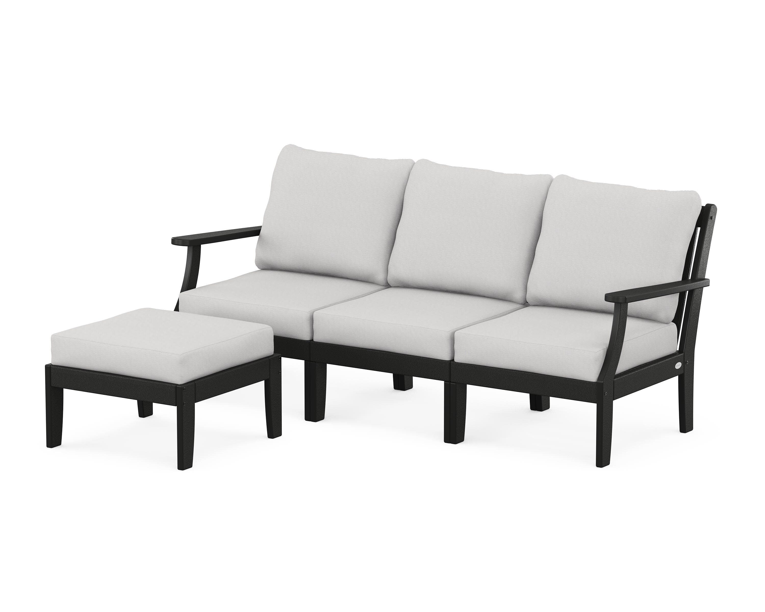 Braxton Modular 4-Piece Deep Seating Set with Ottoman in Black / Diamond in the Rough