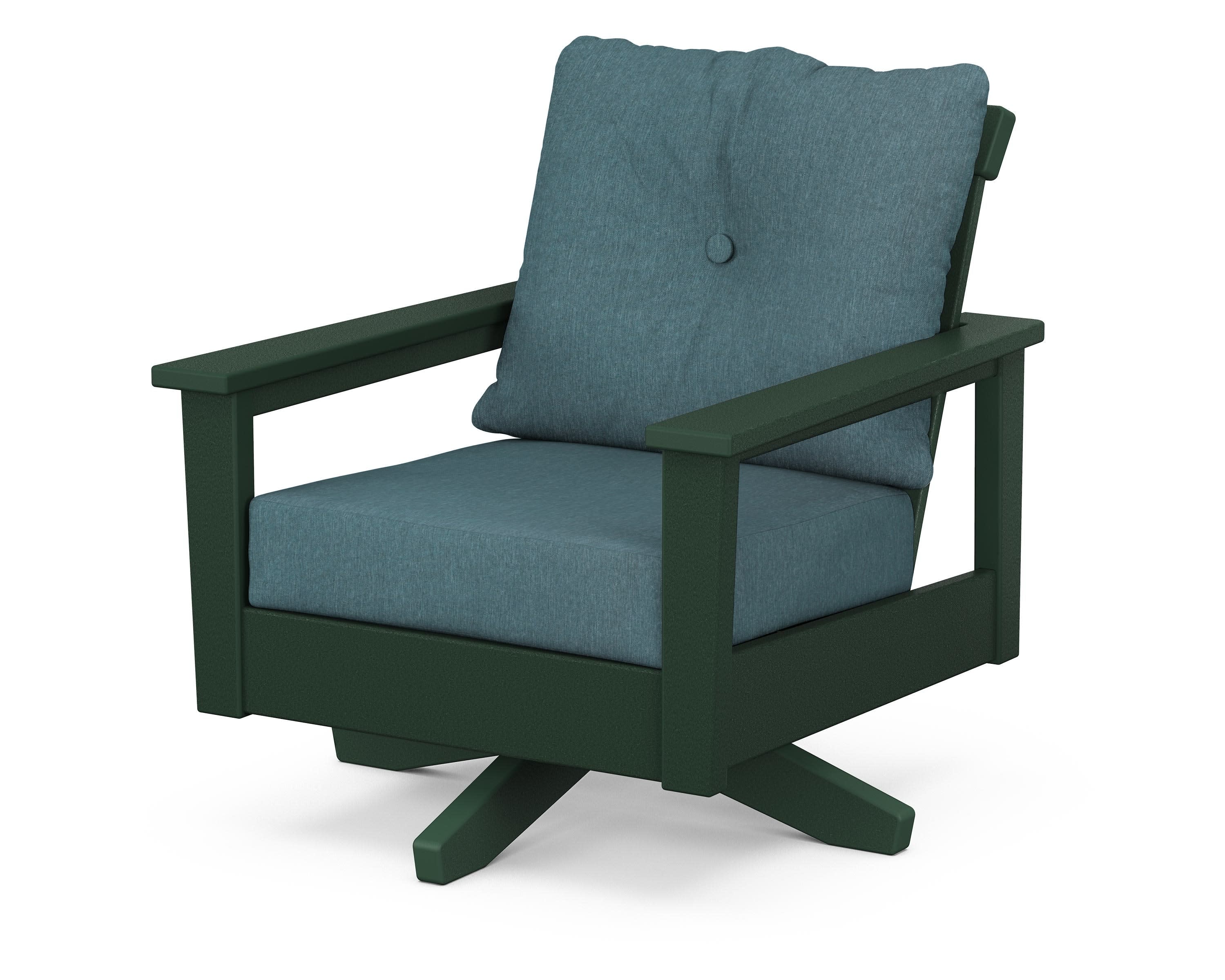 Prescott Deep Seating Swivel Chair in Green / Ocean Teal