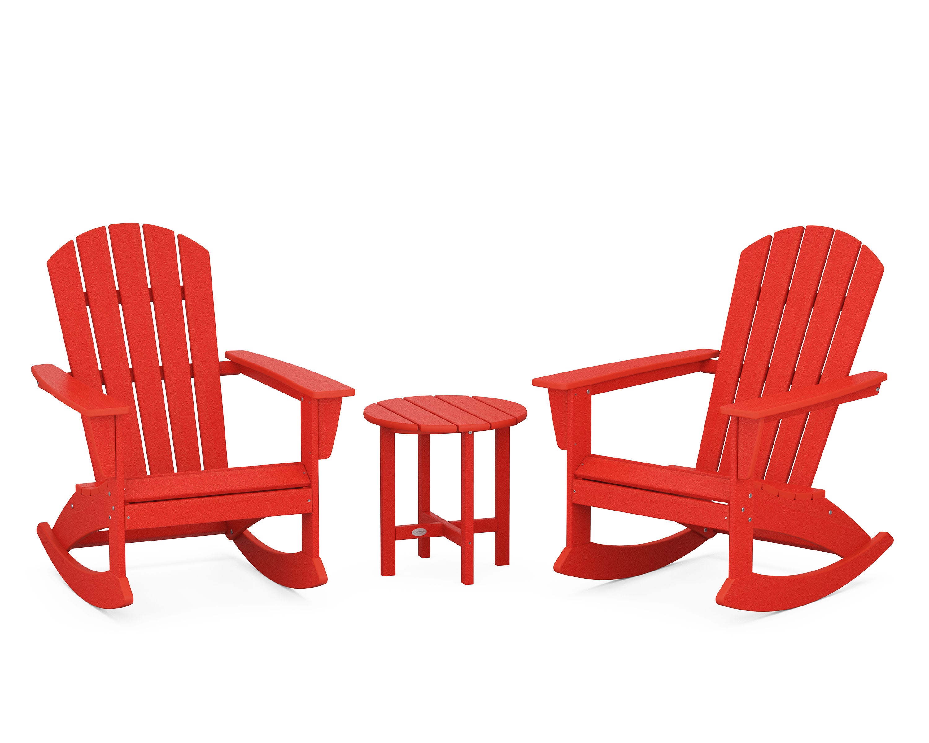 Nautical 3-Piece Adirondack Rocking Chair Set in Sunset Red