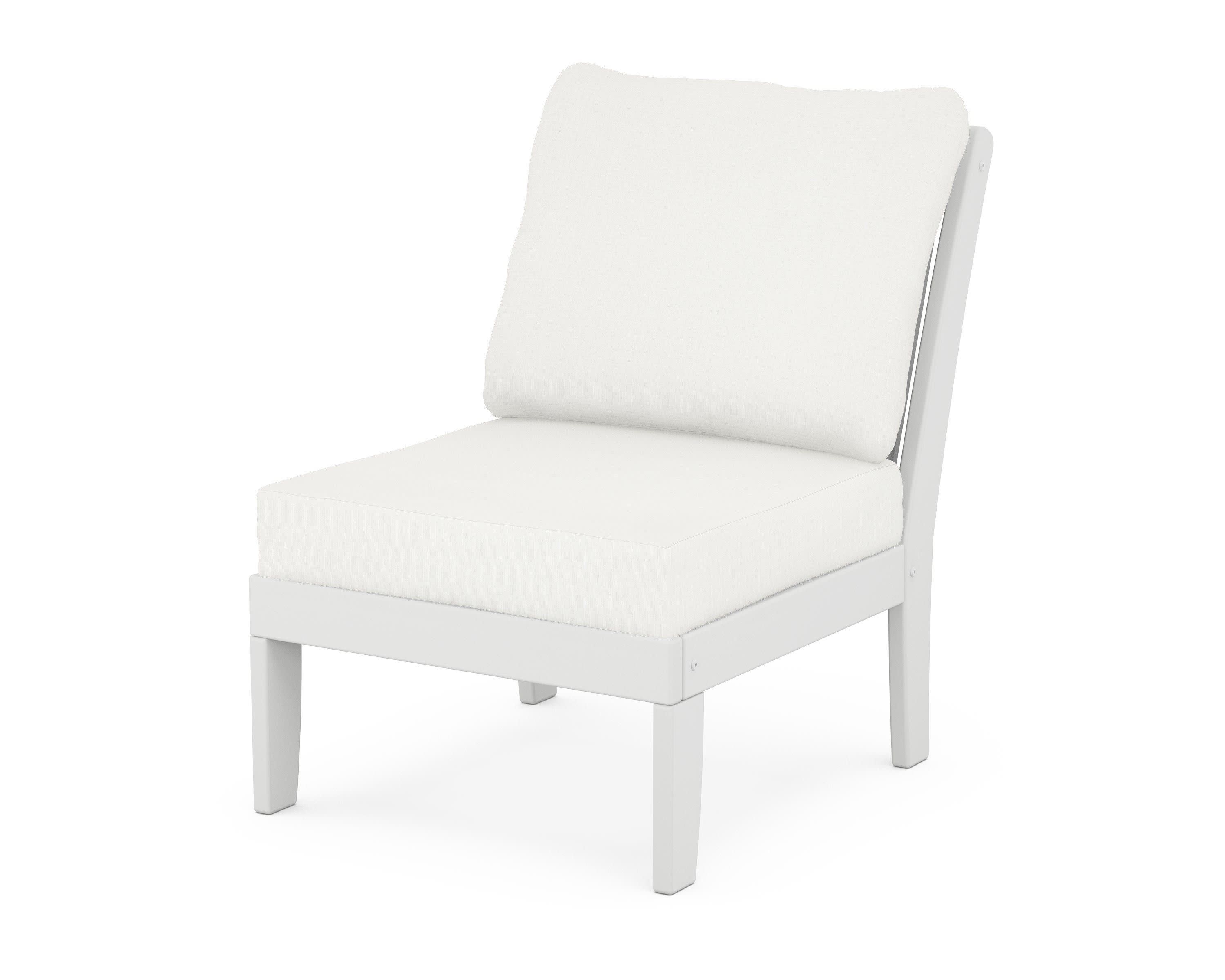 Braxton Modular Armless Chair in White / Natural Linen
