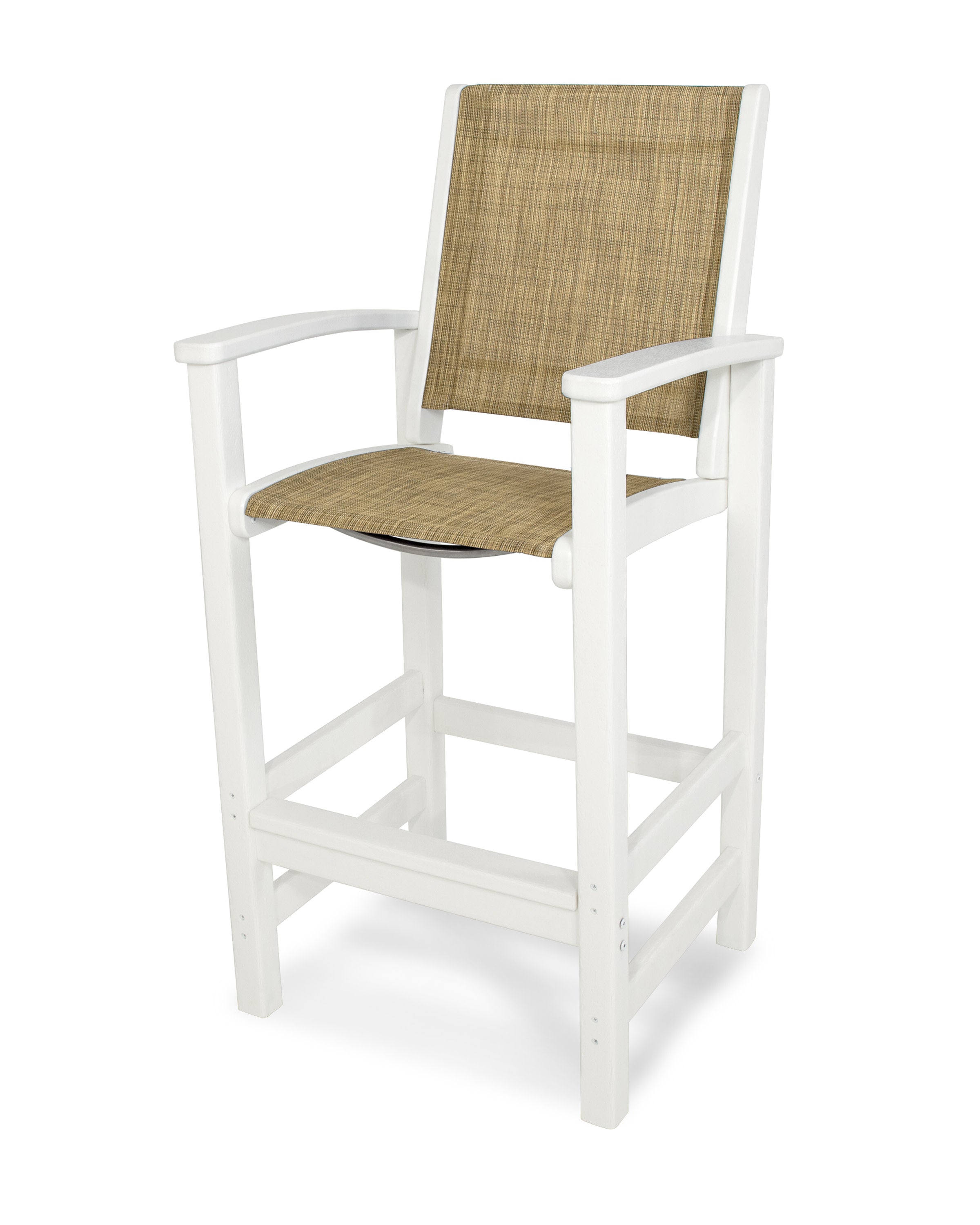 Coastal Bar Chair in White / Burlap Sling