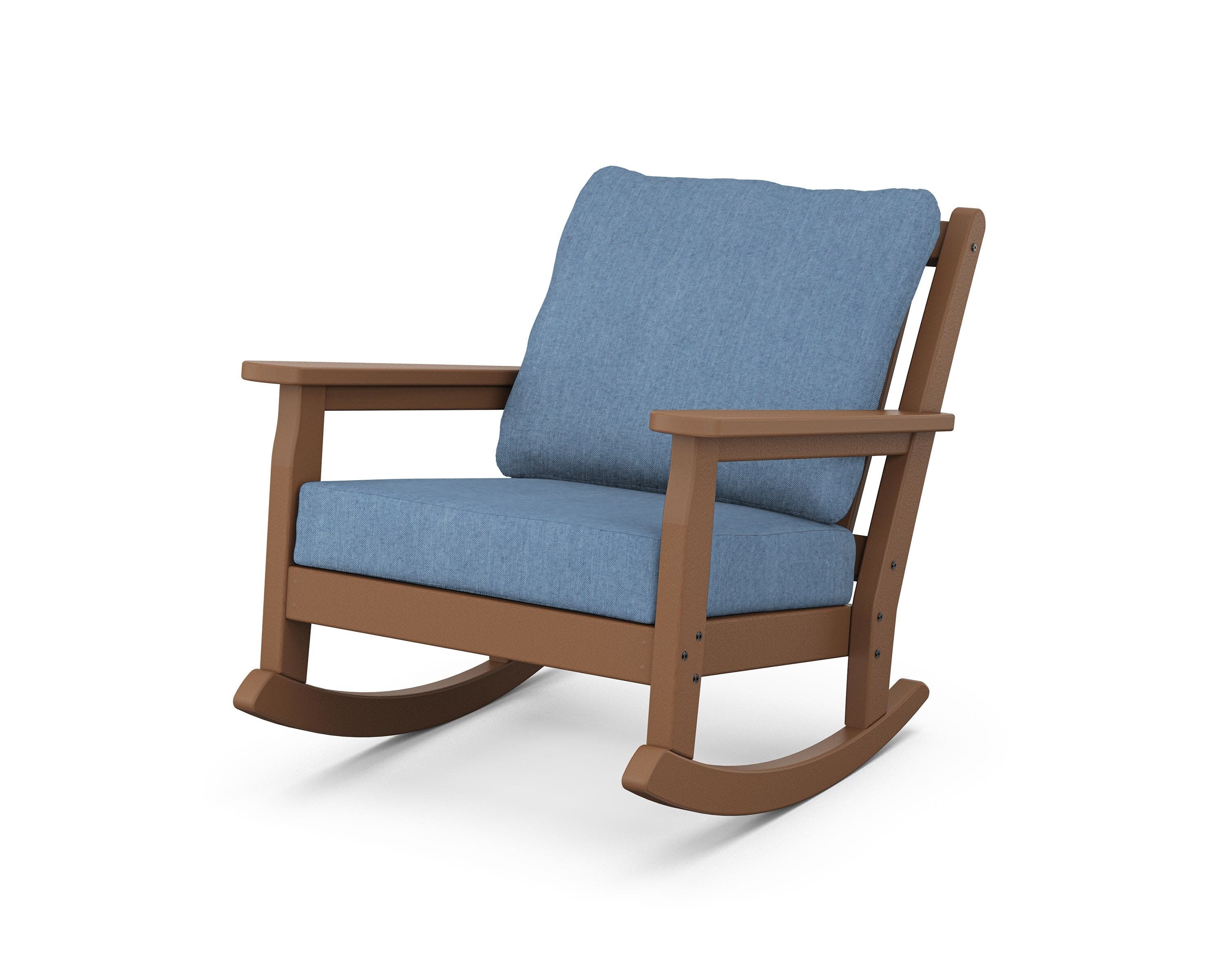 Chippendale Deep Seating Rocking Chair in Teak / Sky Blue