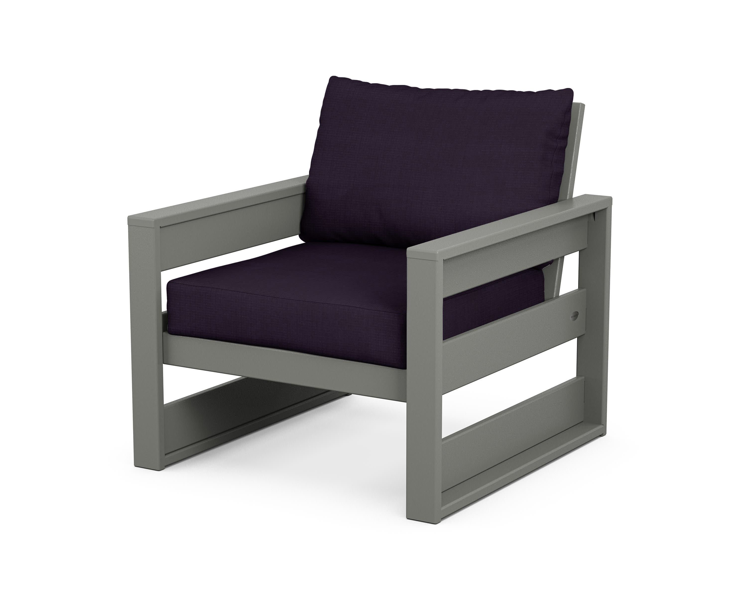 Westport Club Chair in Slate Grey / Navy Linen