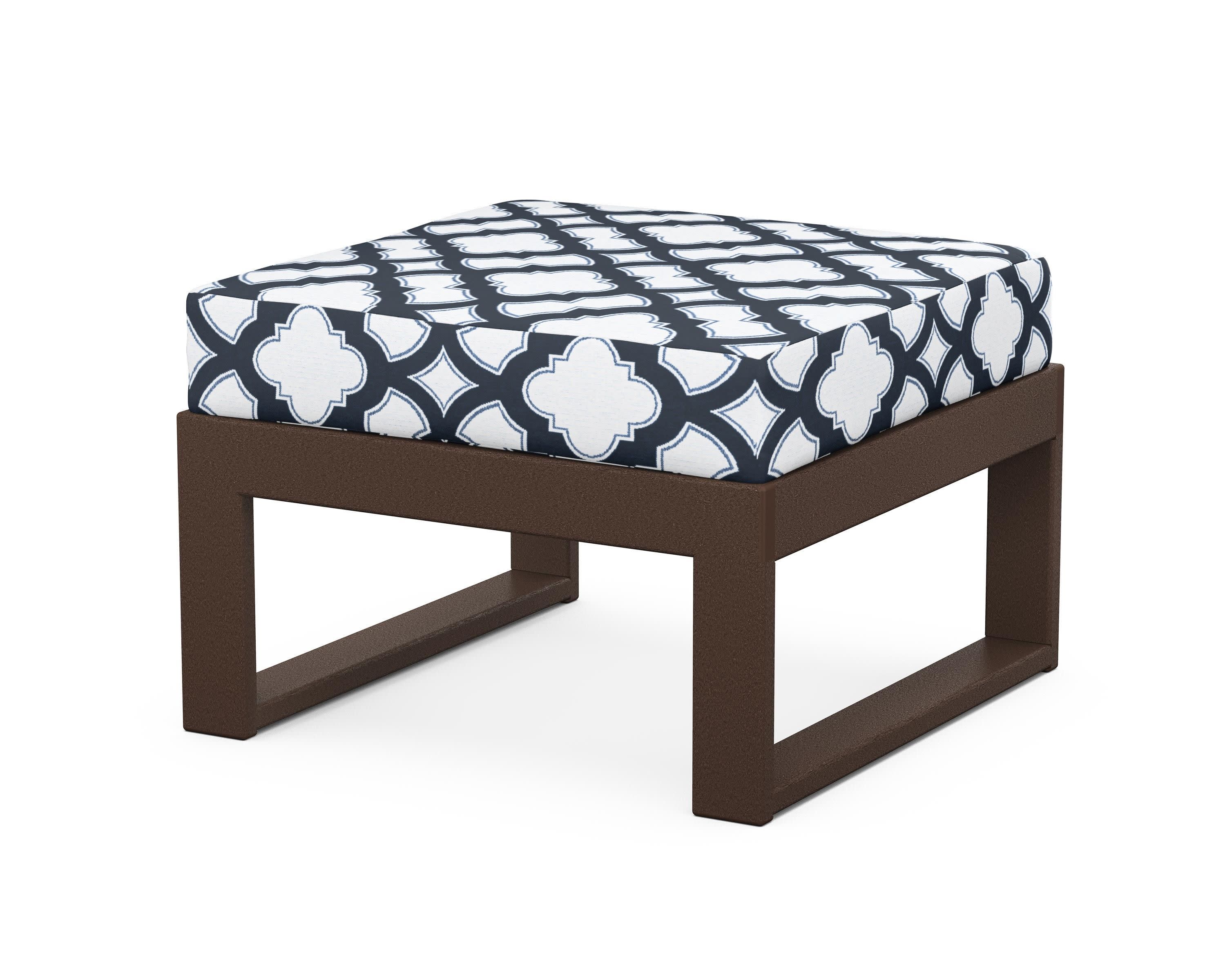 Modular Ottoman - Modern in Mahogany / Trellis Marine Indigo