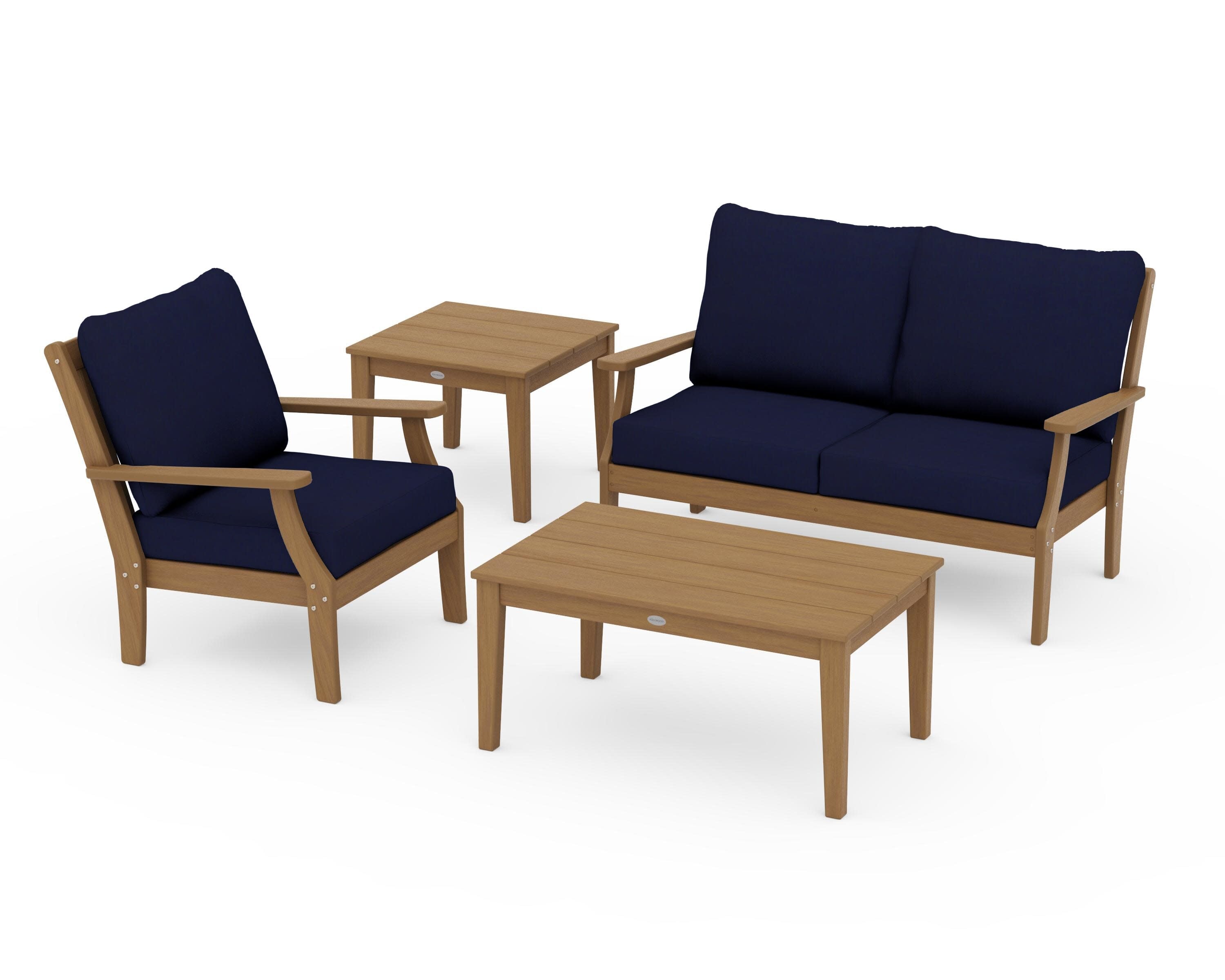 Braxton 4-Piece Deep Seating Set in Natural / Navy