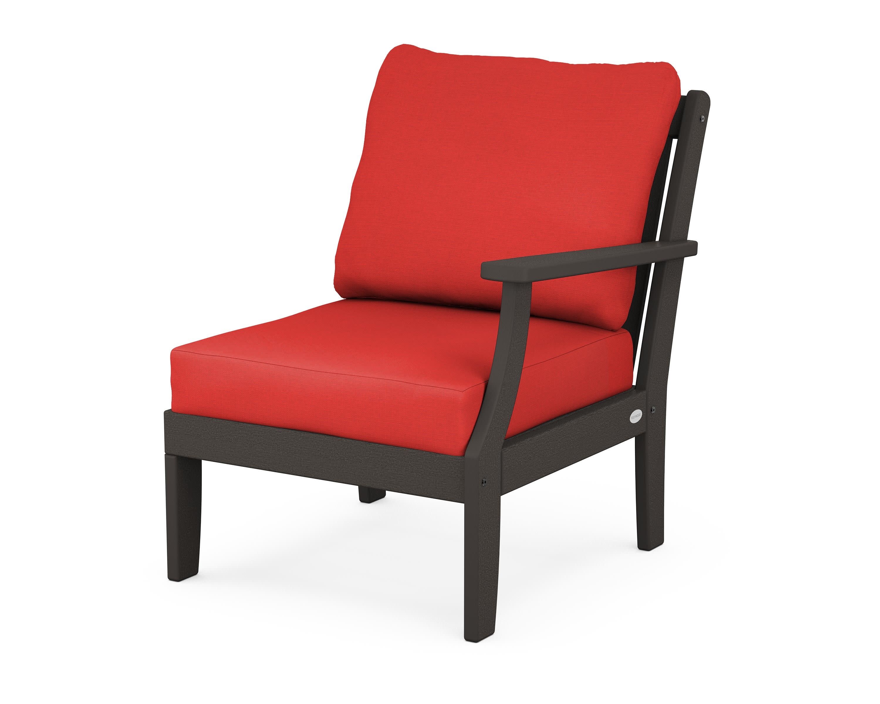Braxton Modular Right Arm Chair in Vintage Coffee / Crimson Linen