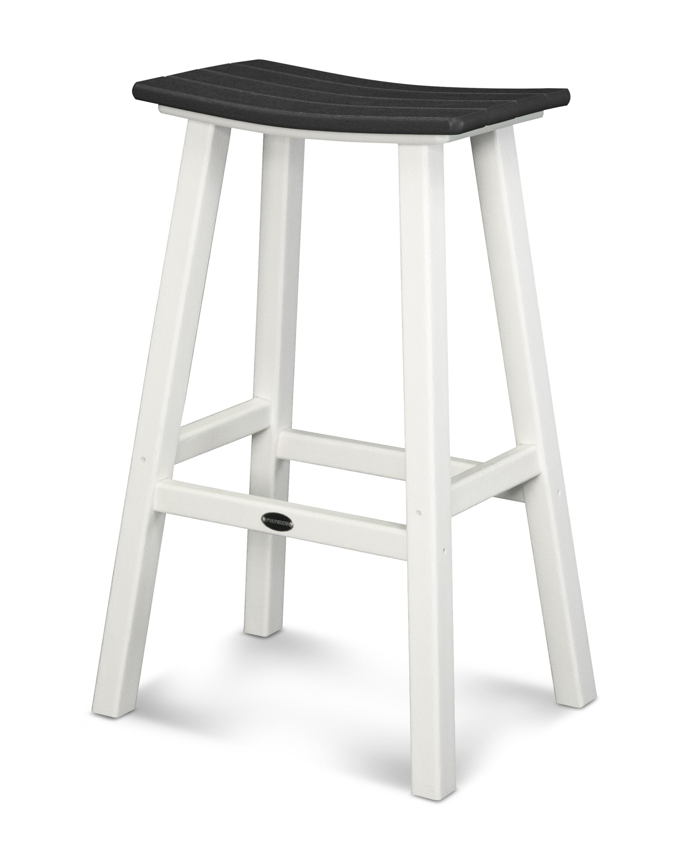 Contempo 30" Saddle Bar Stool in White / Black