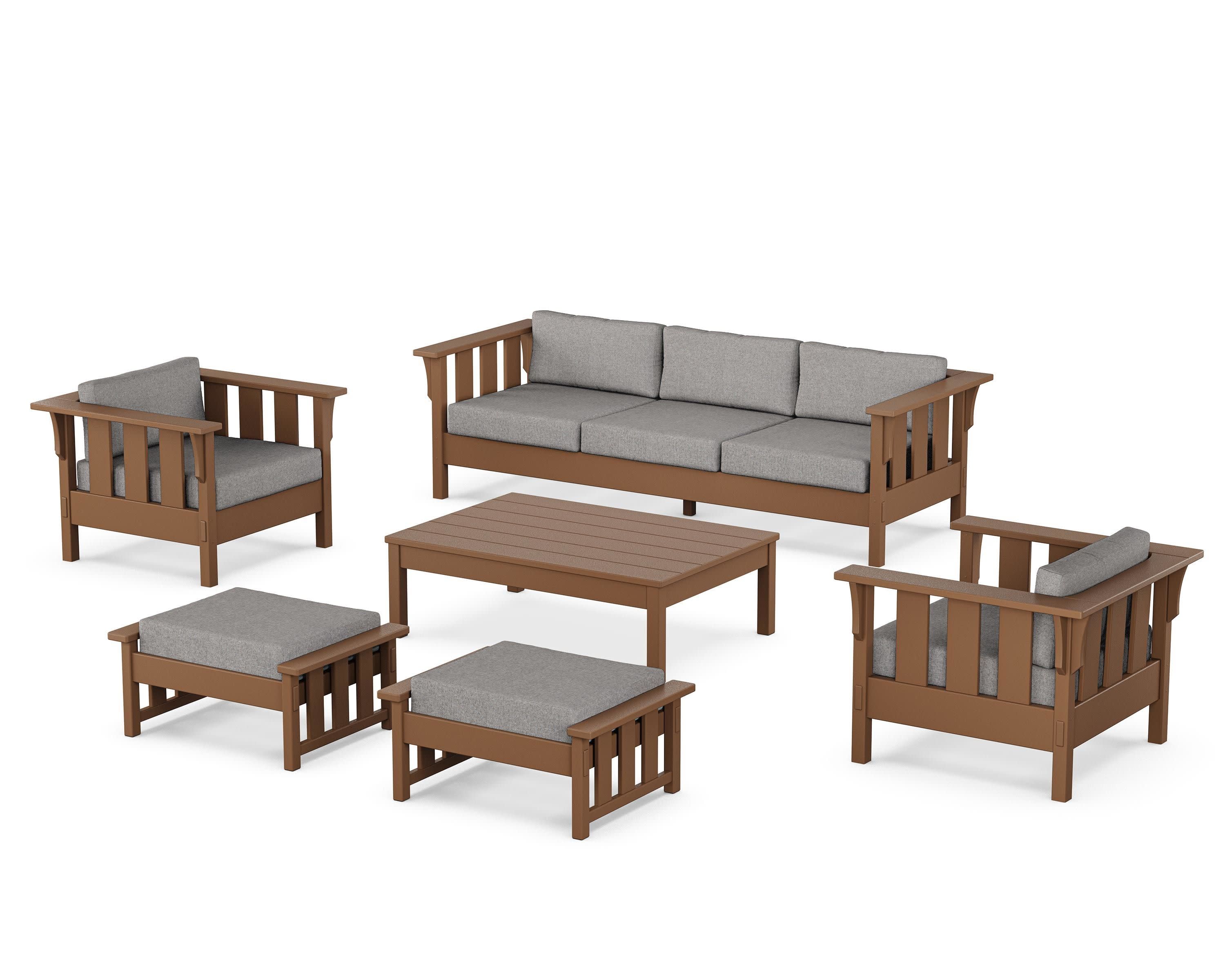 Acadia 6-Piece Lounge Sofa Set in Teak / Grey Mist