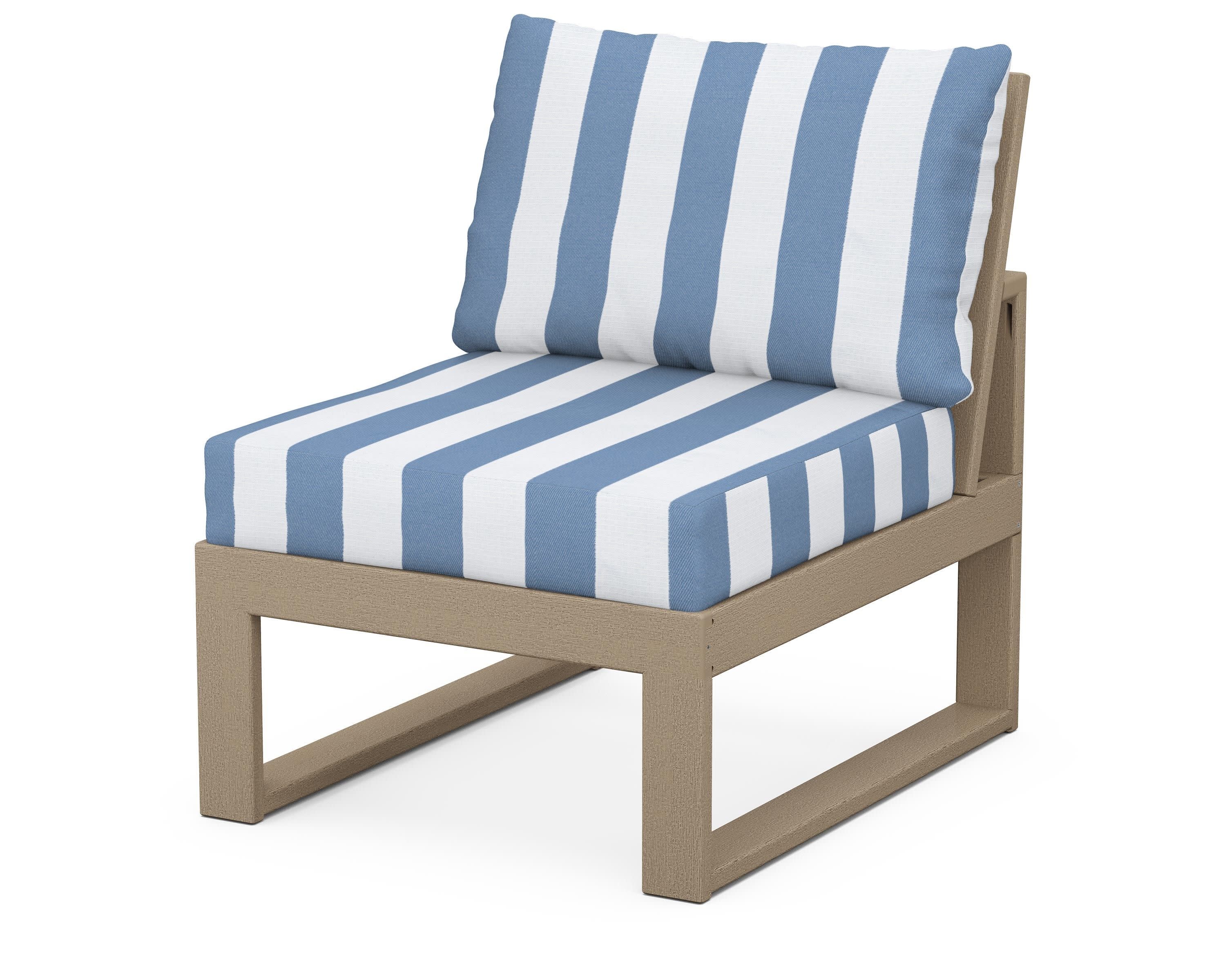 Modular Armless Chair in Vintage Sahara / Cabana Stripe Sky Blue