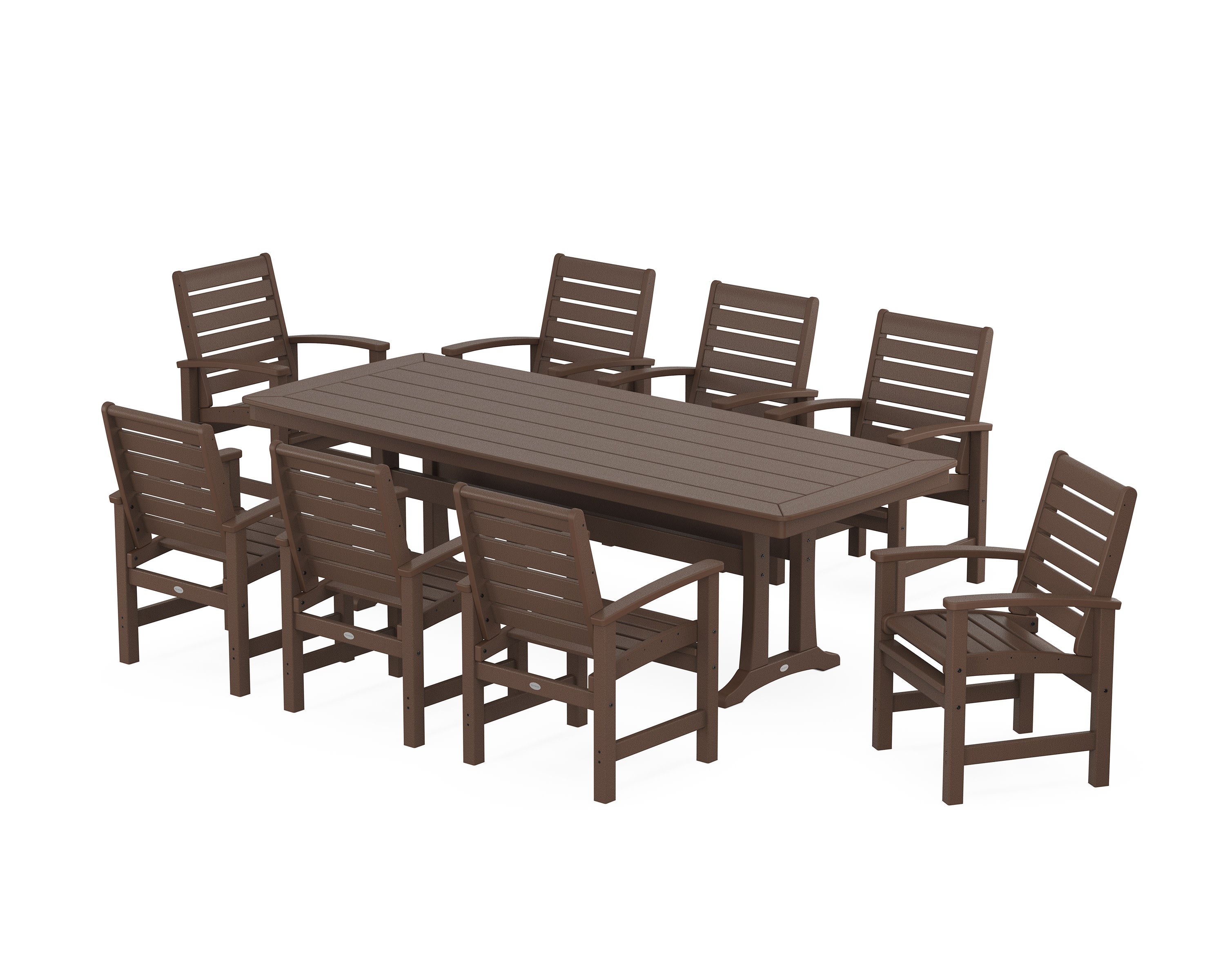 Signature 9-Piece Dining Set with Trestle Legs in Mahogany