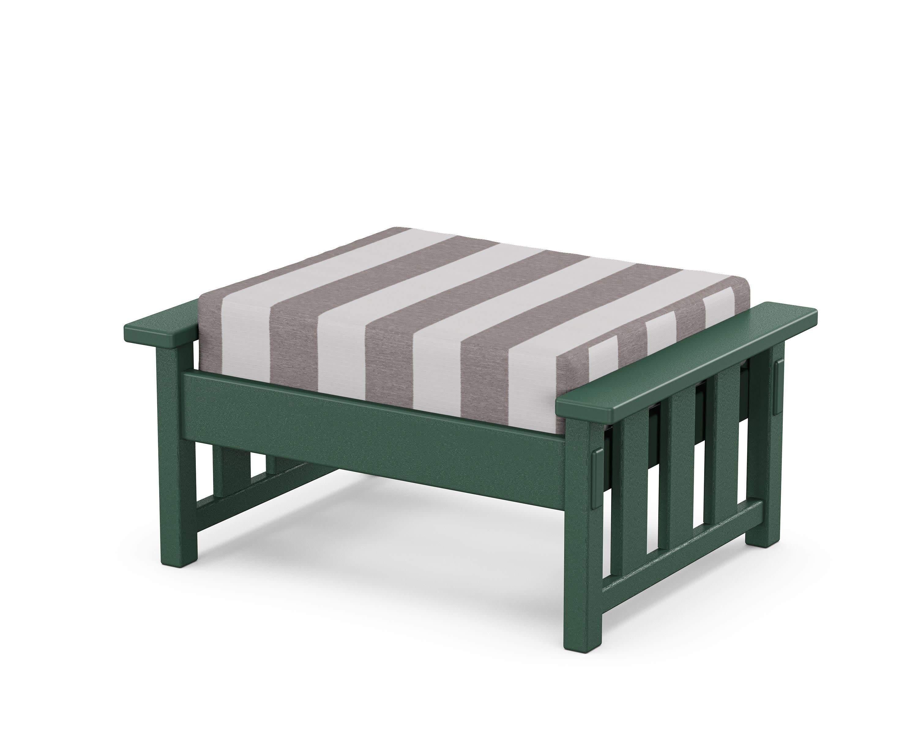 Acadia Deep Seating Ottoman in Green / Cabana Stripe Grey Mist