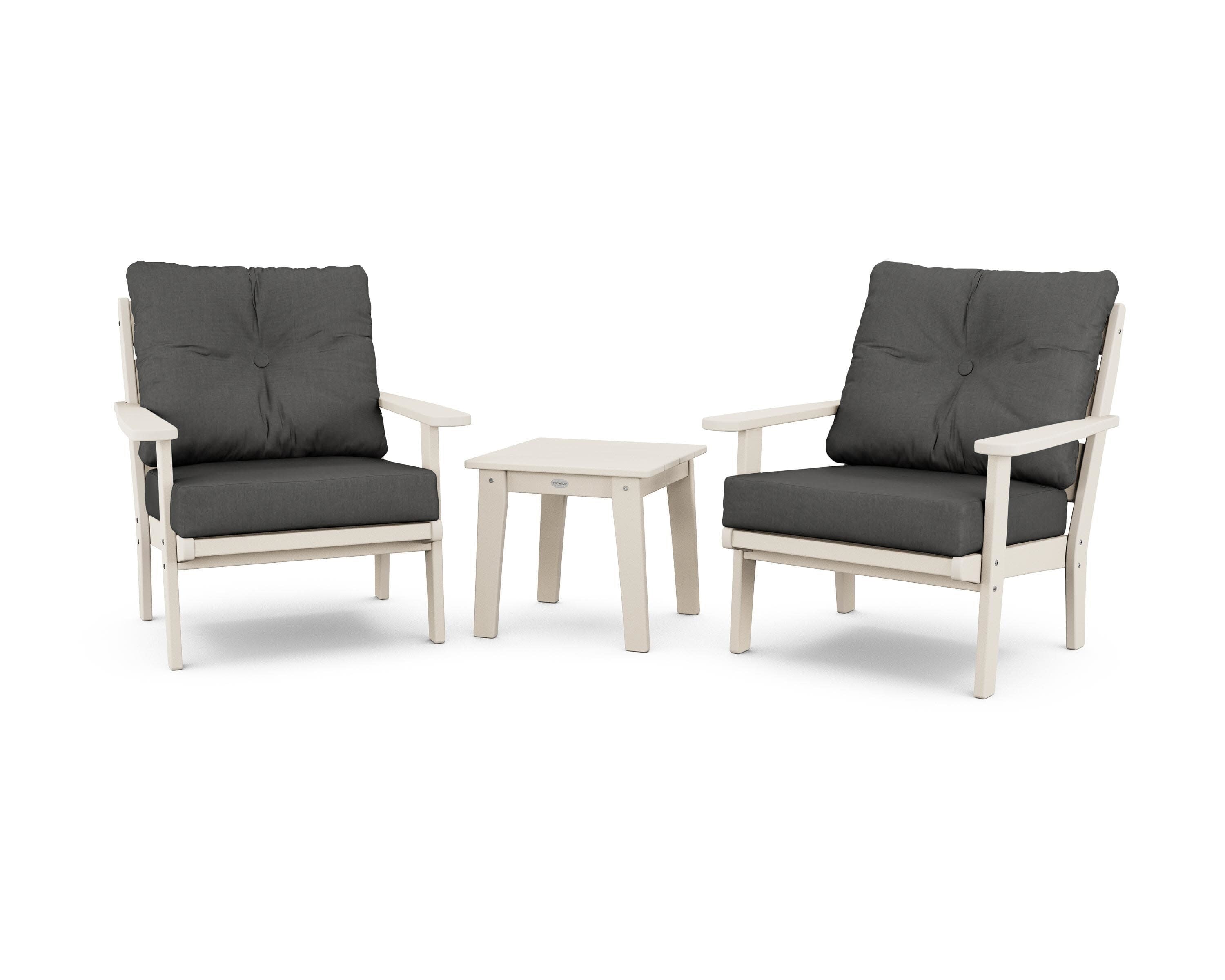 Lakeside 3-Piece Deep Seating Chair Set in Sand / Spectrum Carbon
