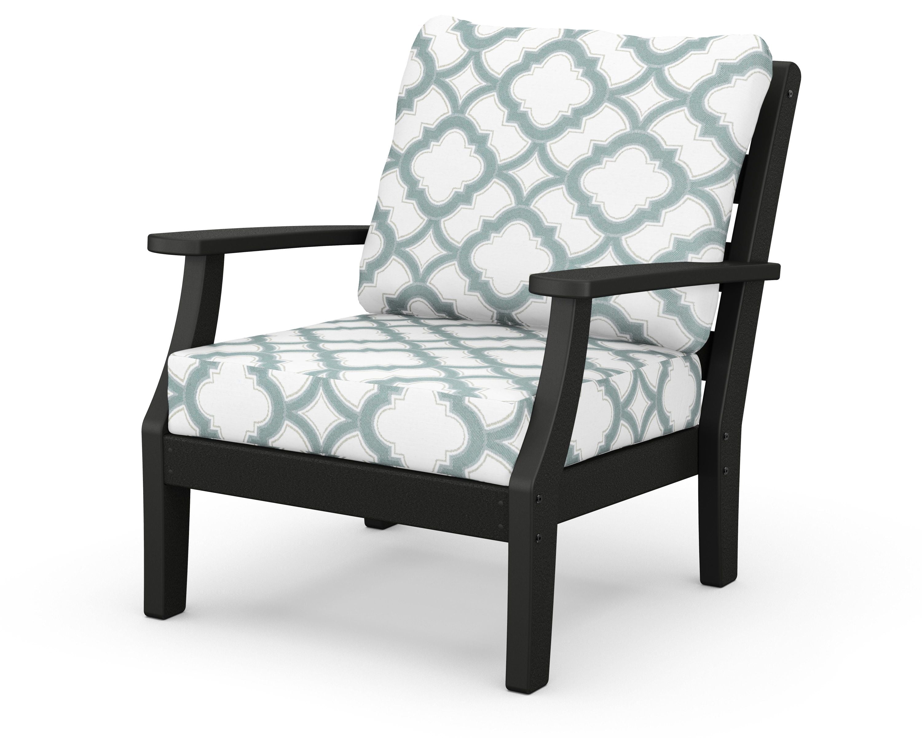 Chesapeake Deep Seating Chair in Black / Trellis Glacier Spa