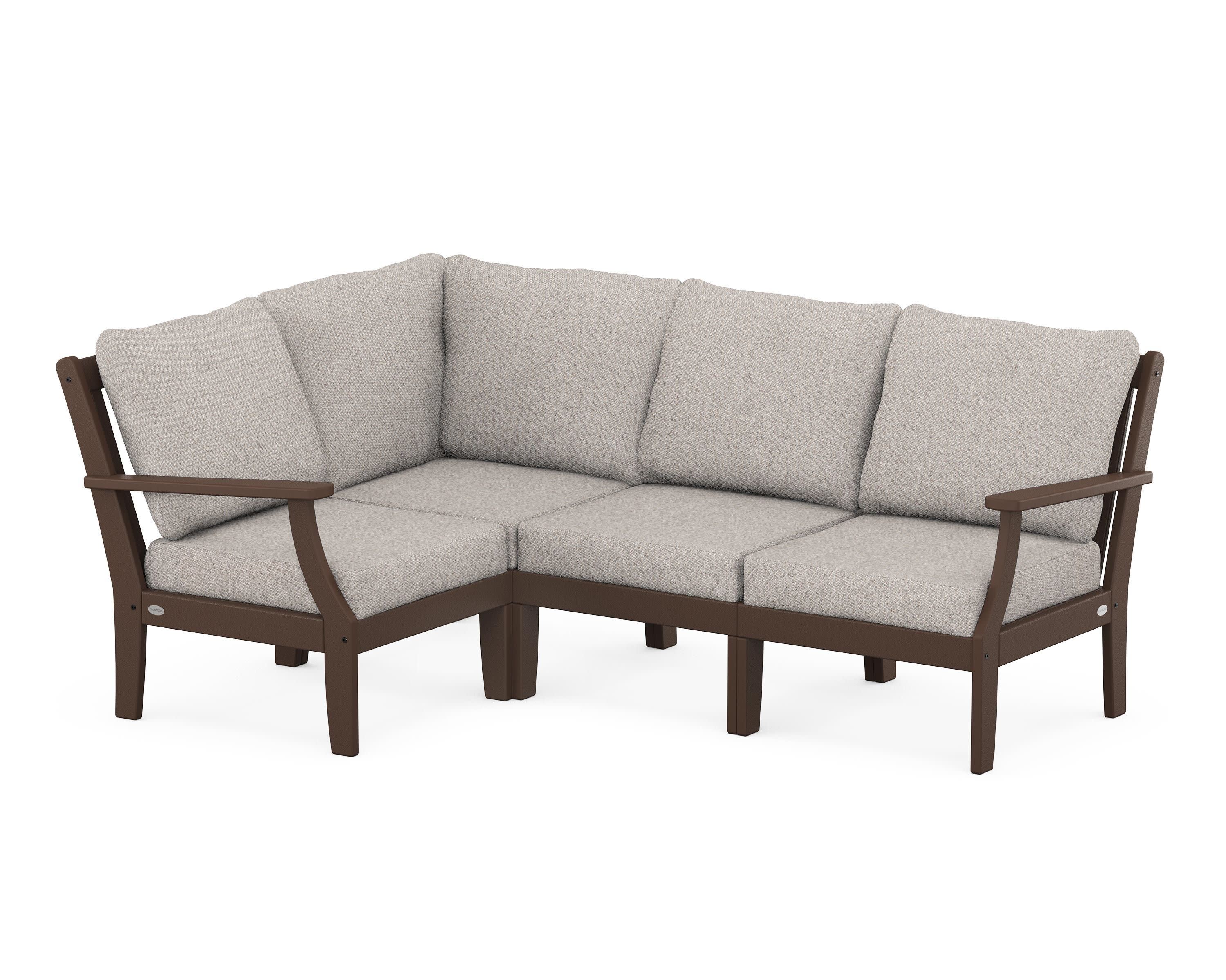 Braxton Modular 4-Piece Deep Seating Set in Mahogany / Weathered Tweed