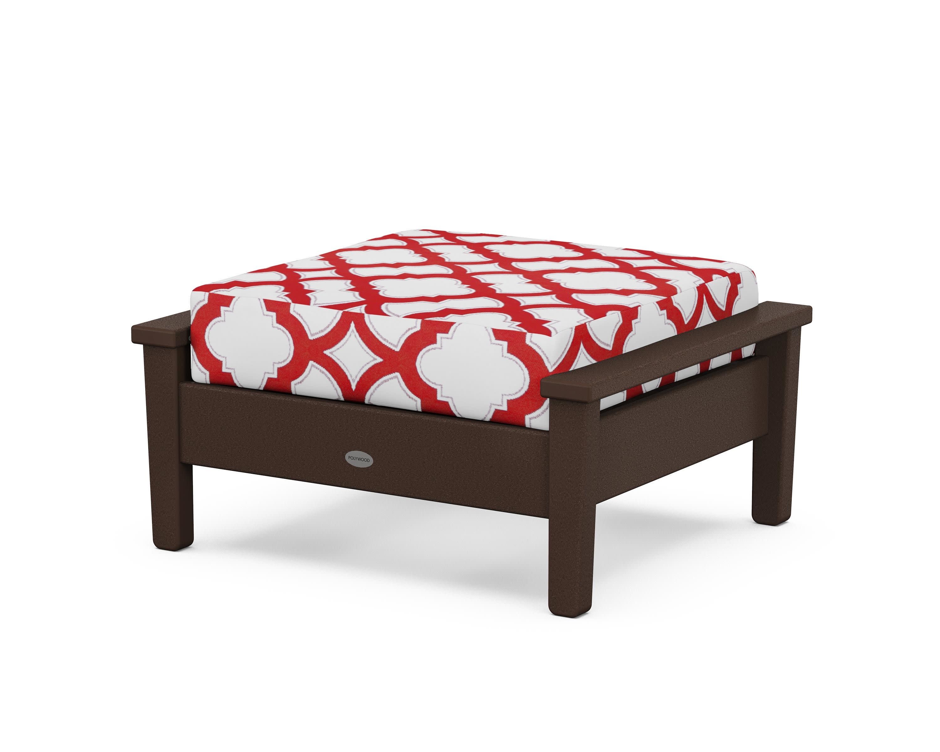 Prescott Deep Seating Ottoman in Mahogany / Trellis Crimson