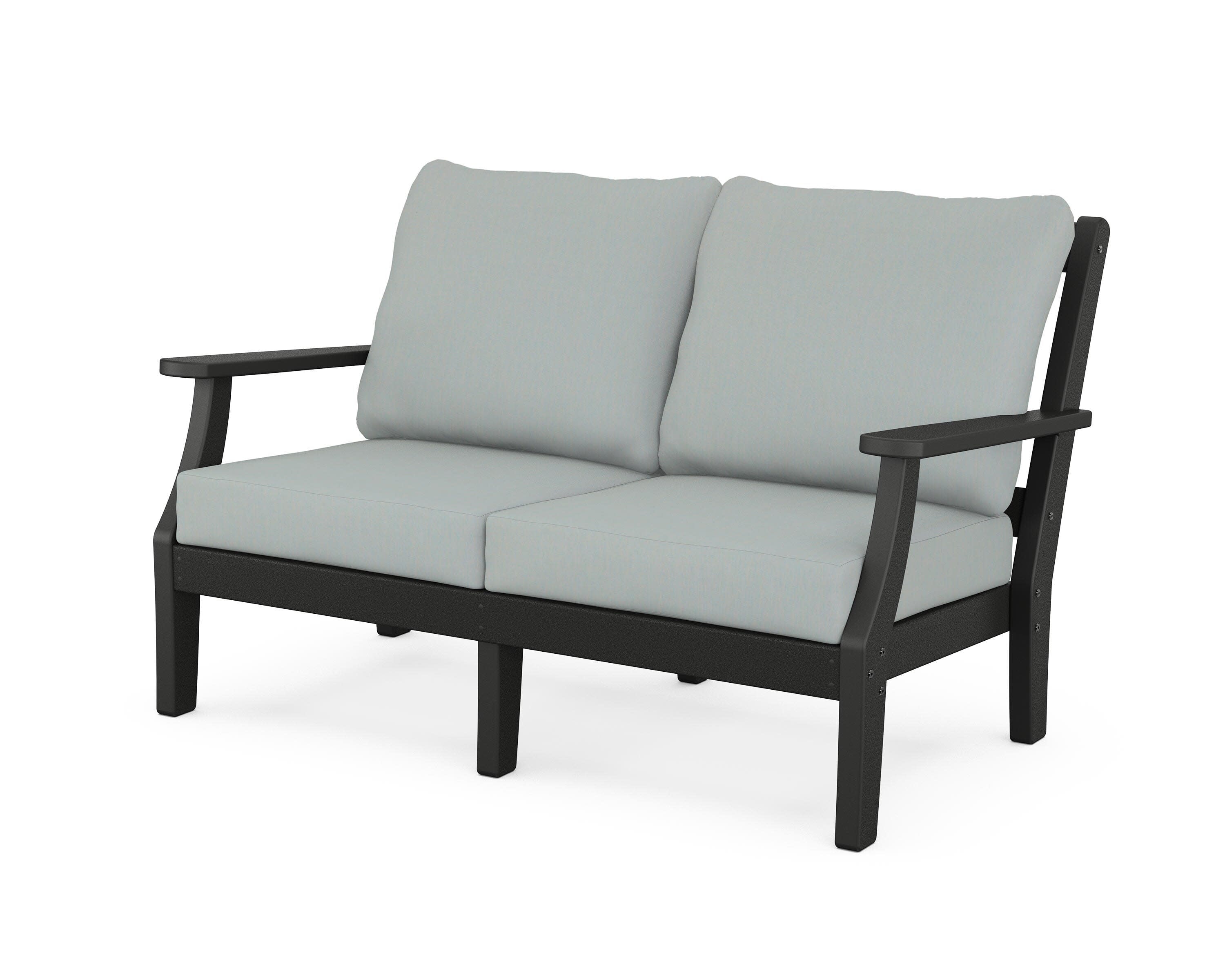 Chinoiserie Deep Seating Loveseat in Black / Spa