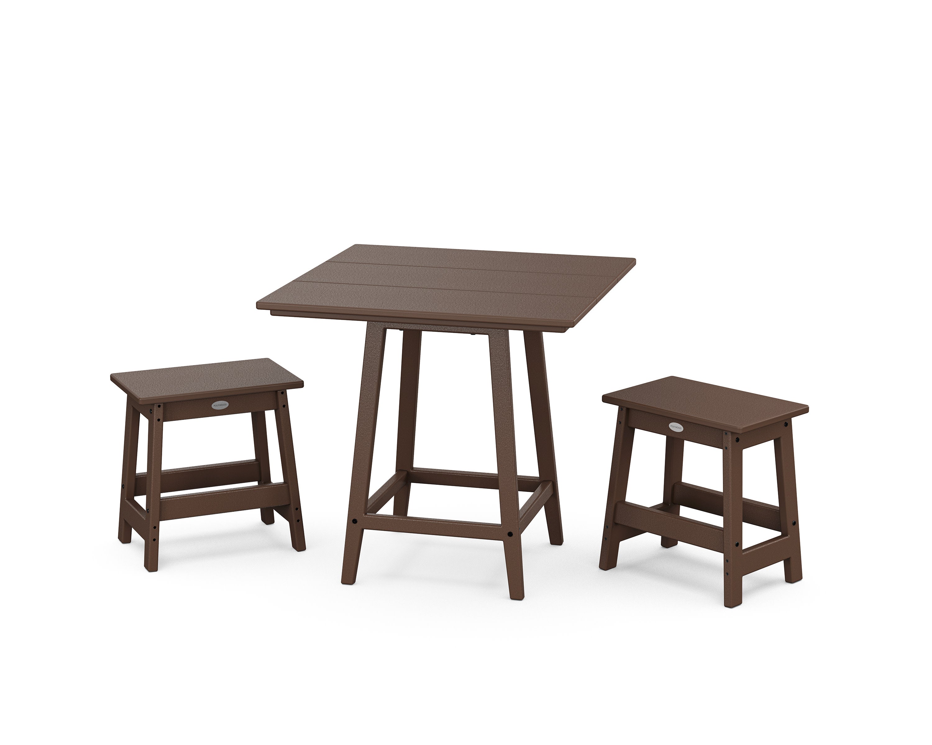 Modern Studio Stool 3-Piece Square Bistro Set in Mahogany