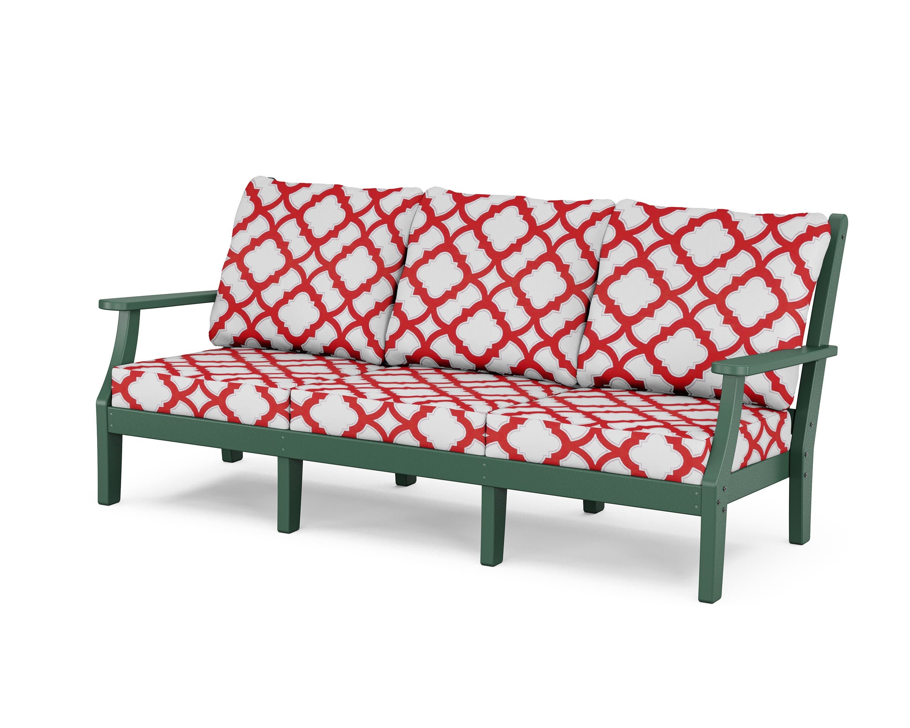 Wovendale Deep Seating Sofa in Green / Trellis Crimson