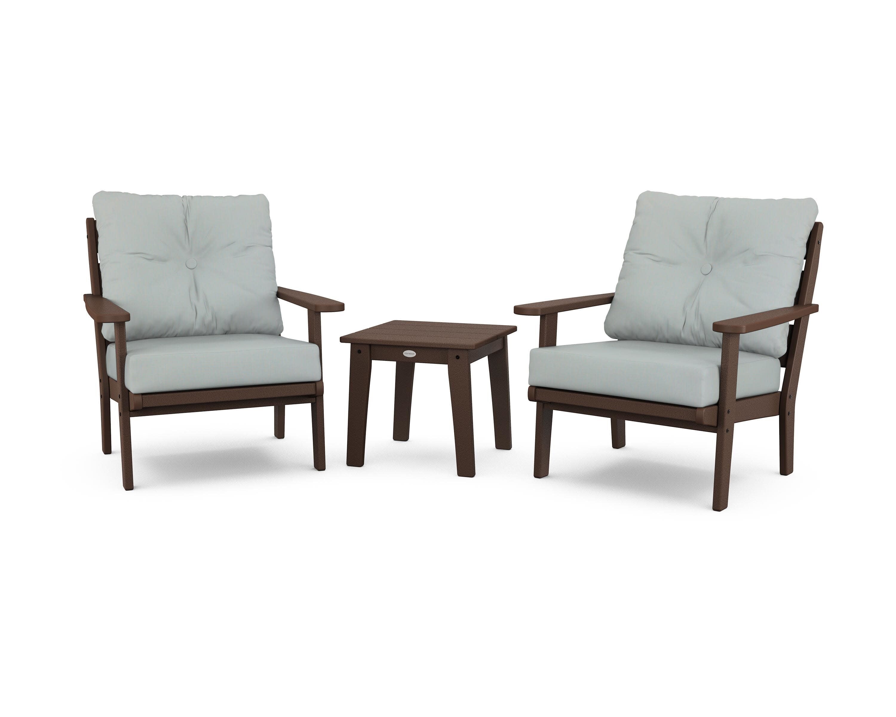 Lakeside 3-Piece Deep Seating Chair Set in Mahogany / Spa