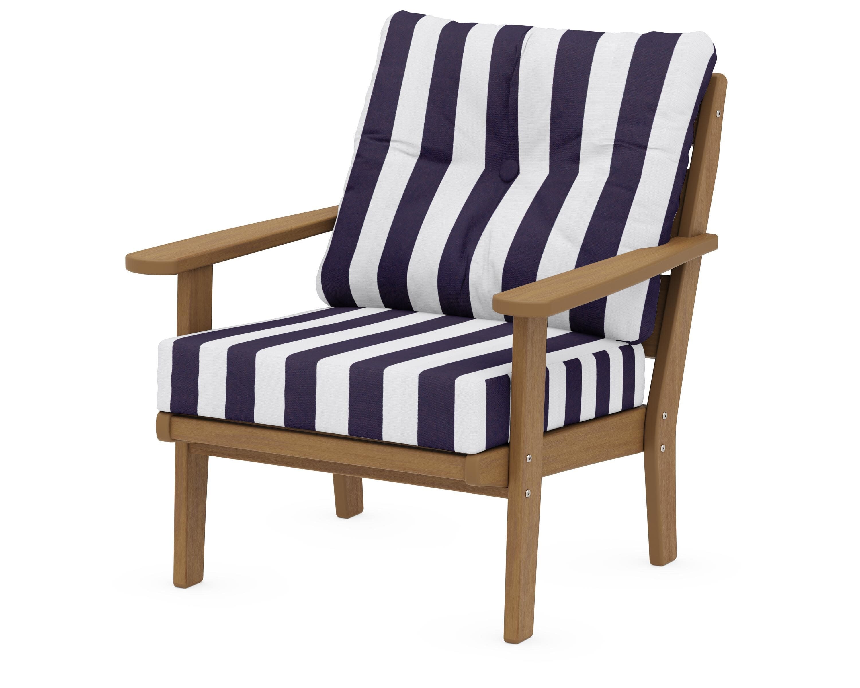 Lakeside Deep Seating Chair in Natural / Cabana Stripe Navy