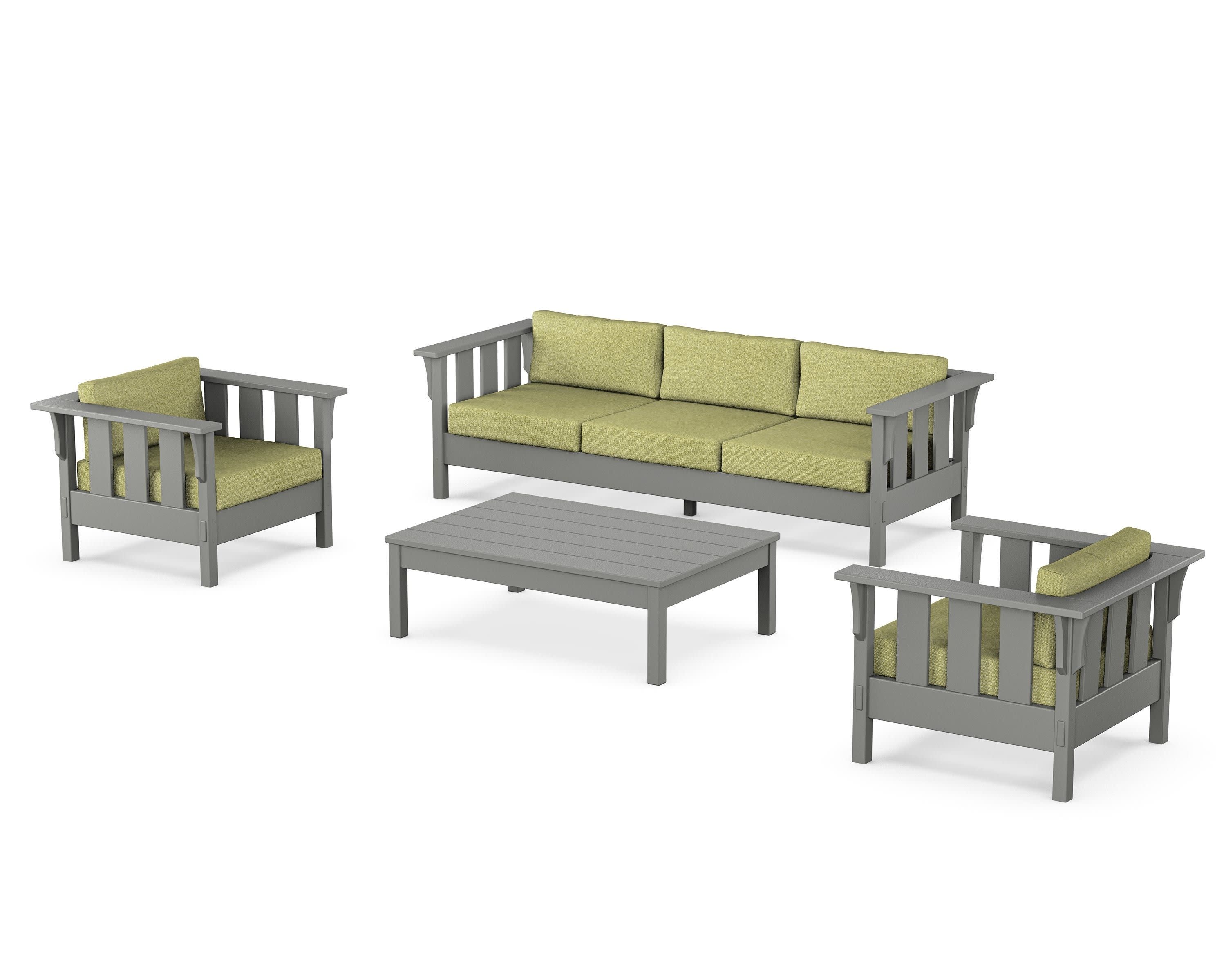 Acadia 4-Piece Deep Seating Set with Sofa in Slate Grey / Chartreuse Boucle