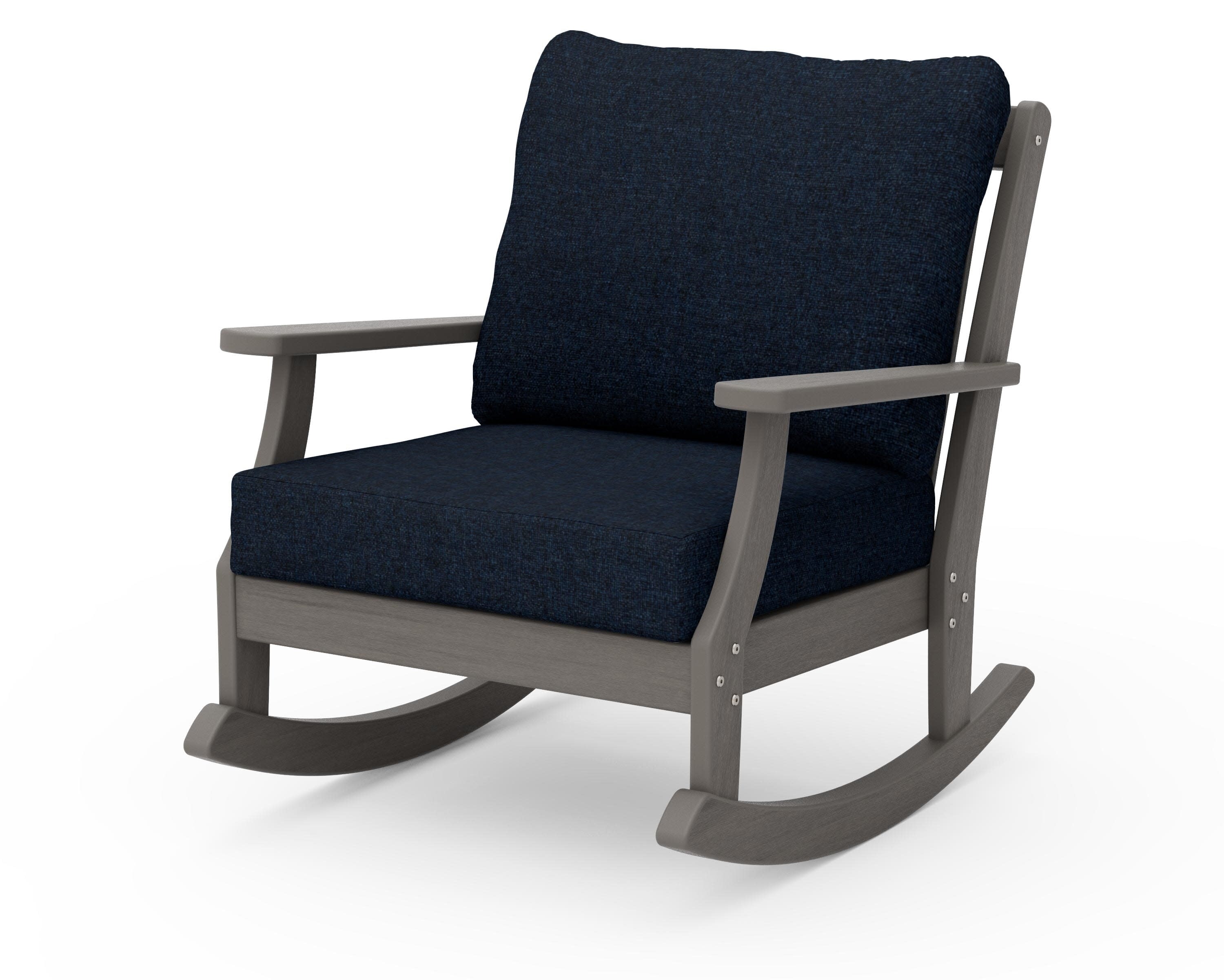 Braxton Deep Seating Rocking Chair in Driftwood / Marine Indigo