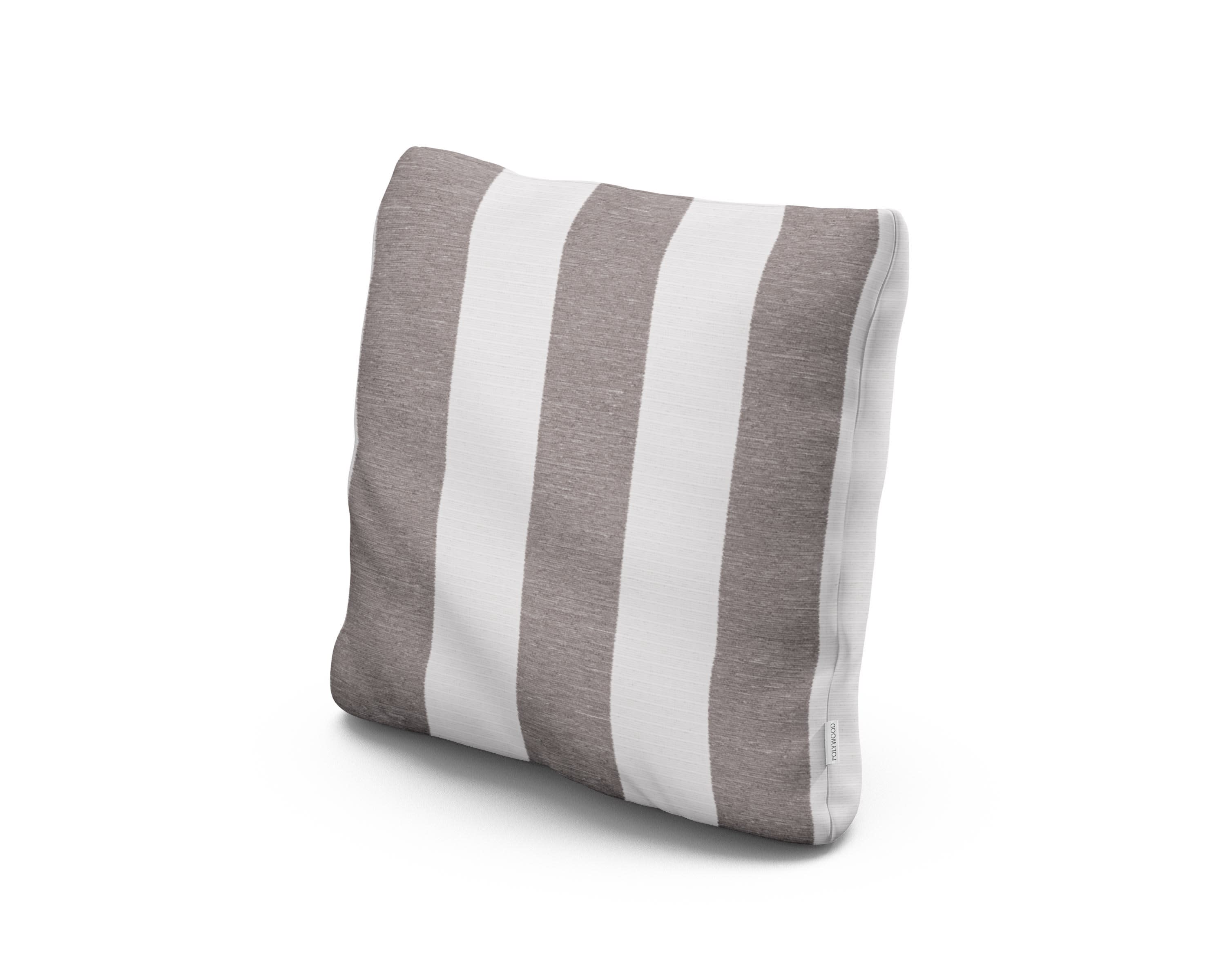 18" Outdoor Throw Pillow in Cabana Stripe Grey Mist