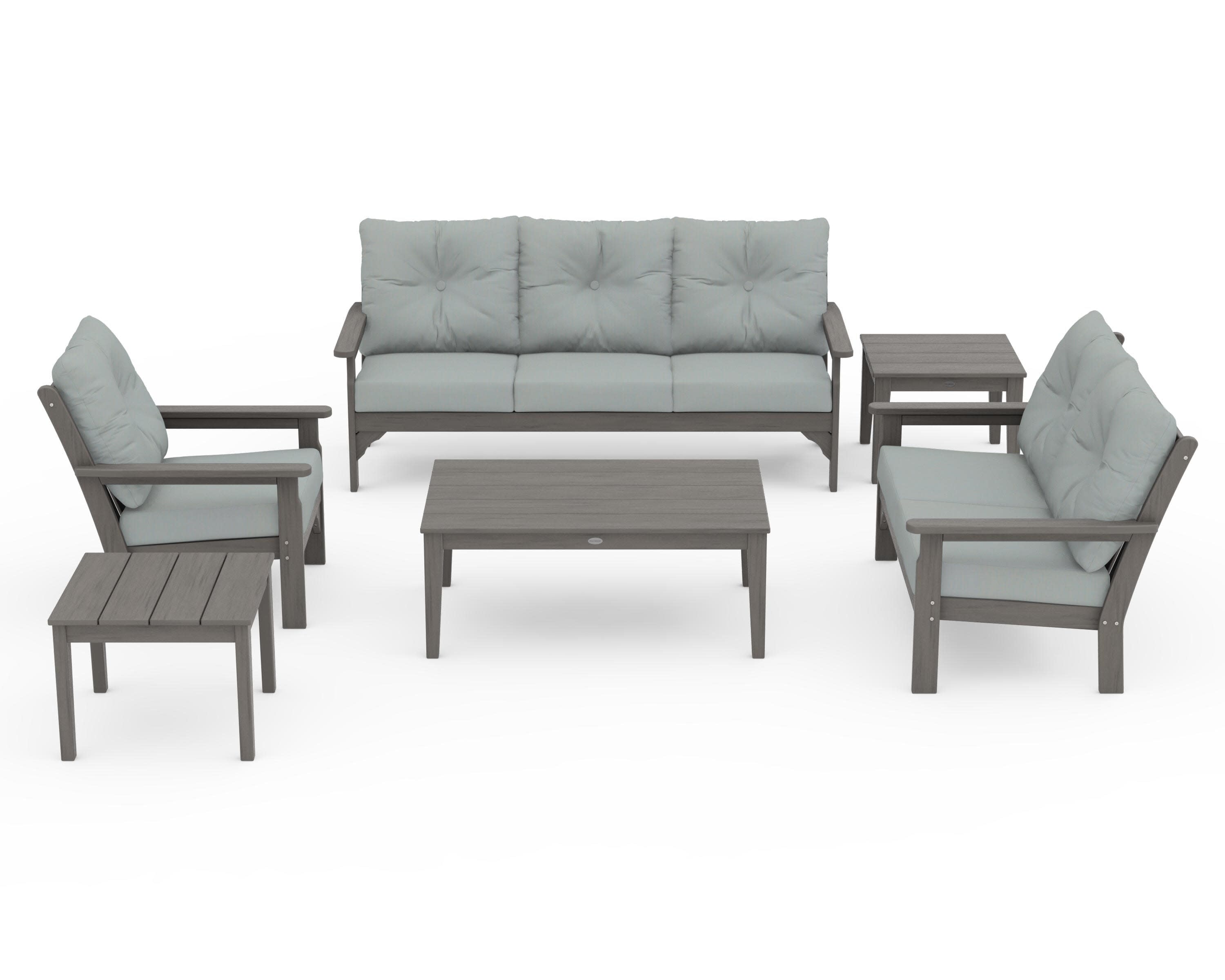 Vineyard 6-Piece Deep Seating Set in Driftwood / Spa