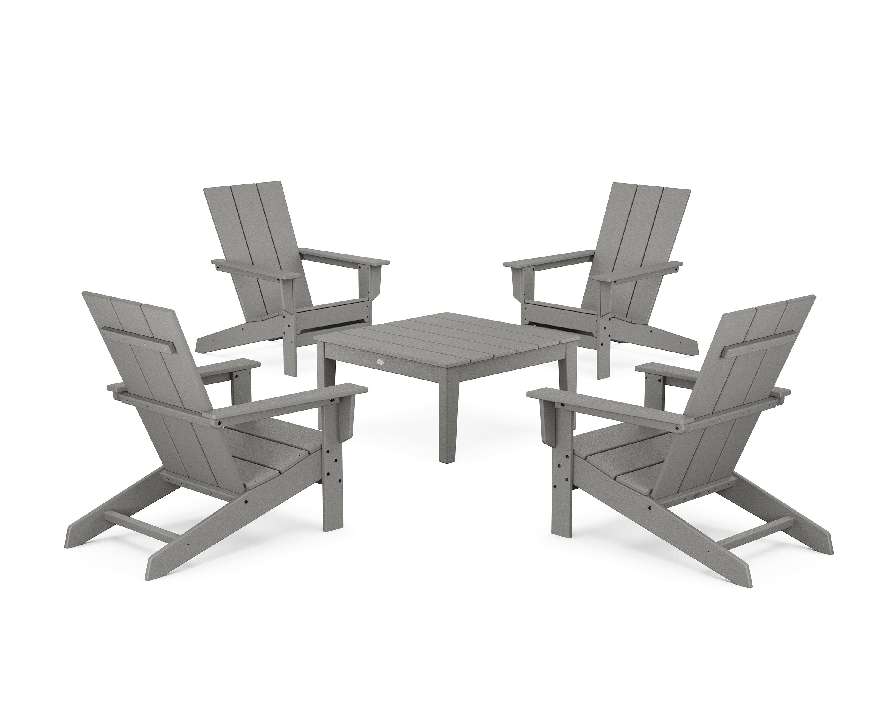 5-Piece Modern Studio Adirondack Chair Conversation Group in Slate Grey