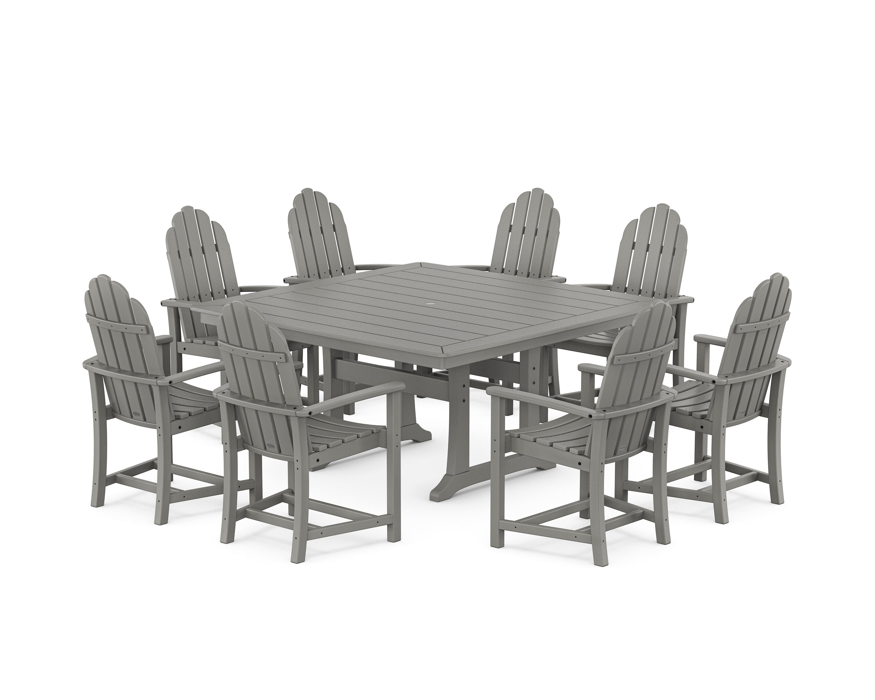 Classic Adirondack 9-Piece Square Dining Set with Trestle Legs in Slate Grey