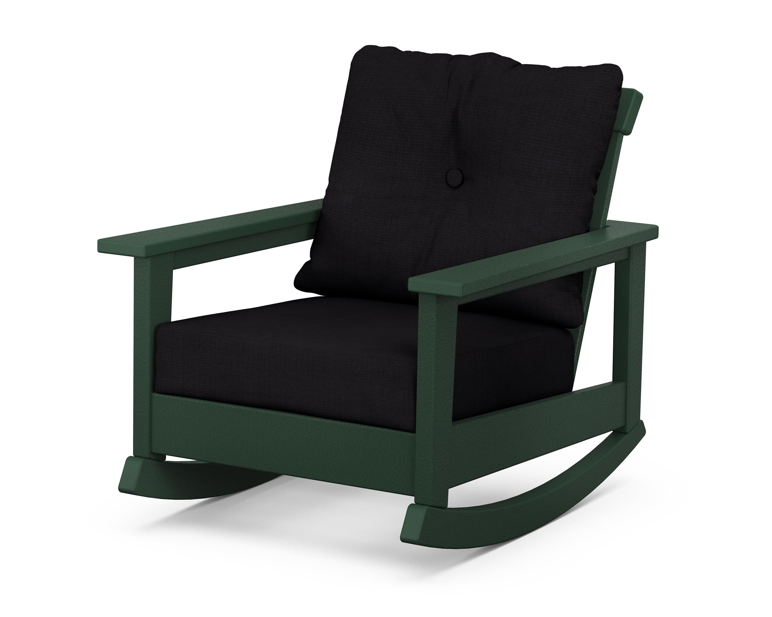 Prescott Deep Seating Rocking Chair in Green / Midnight Linen