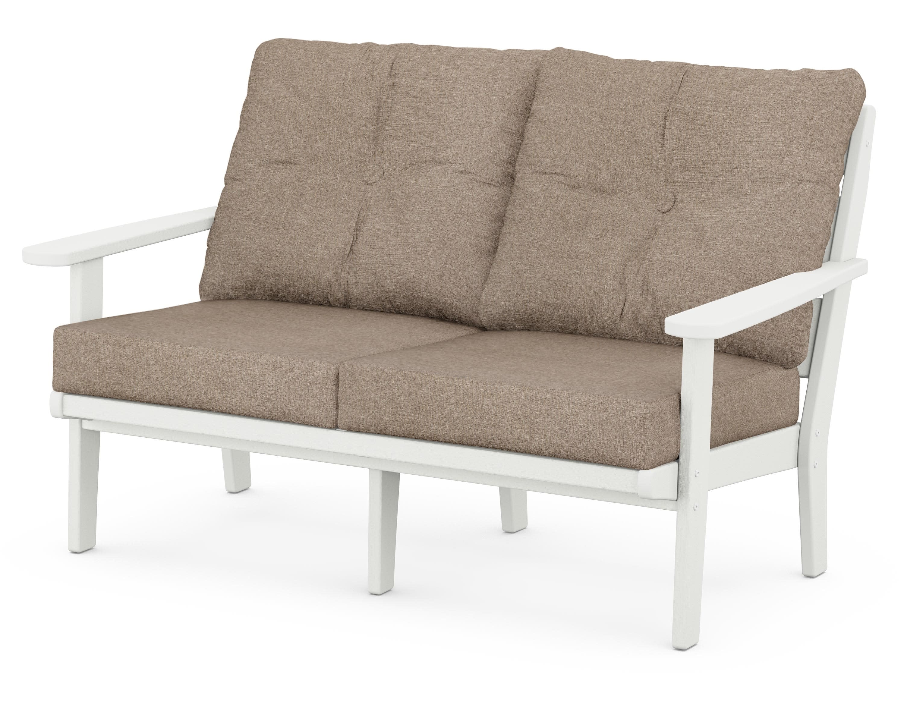 Lakeside Deep Seating Loveseat in Vintage White / Spiced Burlap