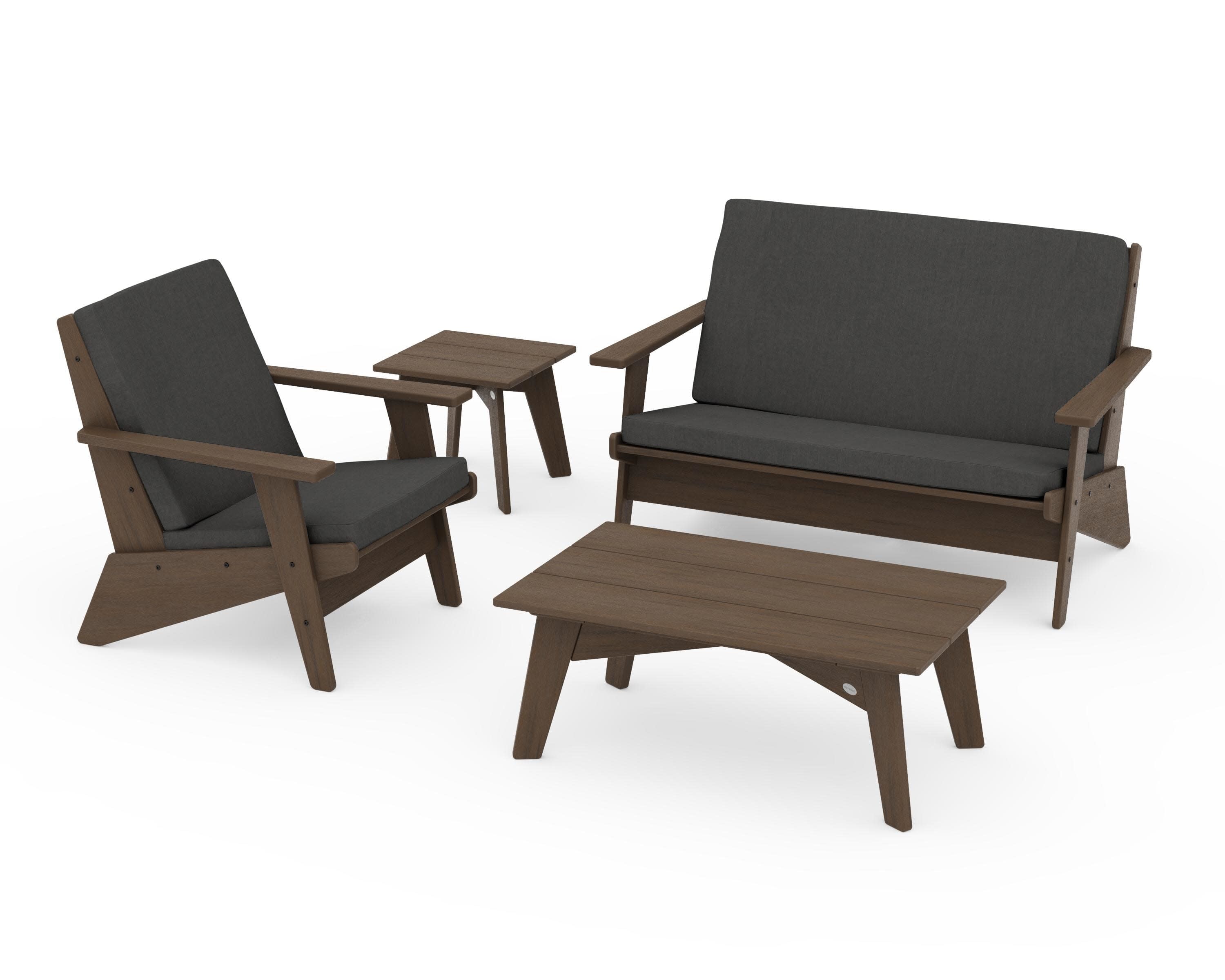 Riviera Modern Lounge 4-Piece Set in Kona / Spectrum Carbon