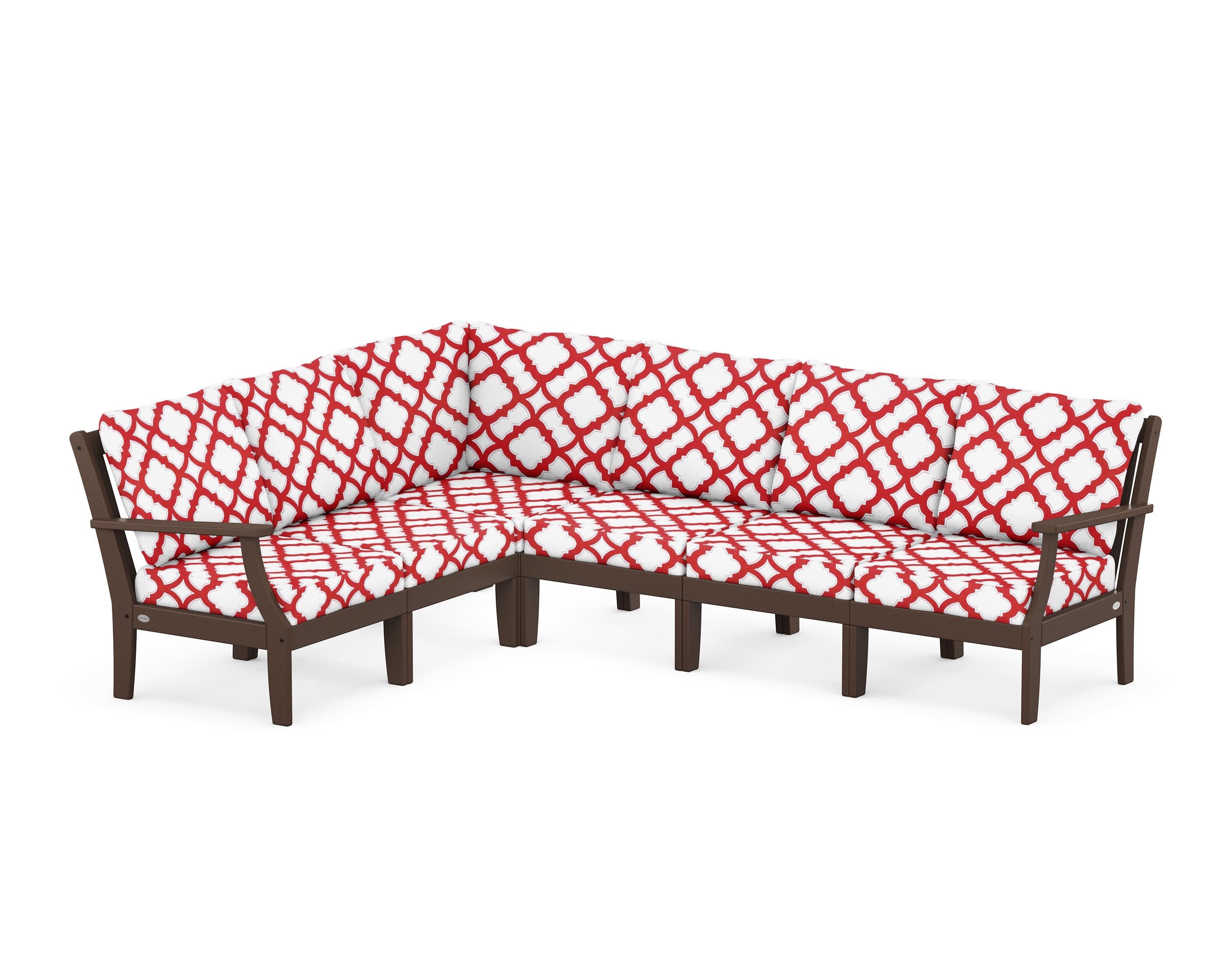 Braxton Modular 6-Piece Deep Seating Set in Mahogany / Trellis Crimson