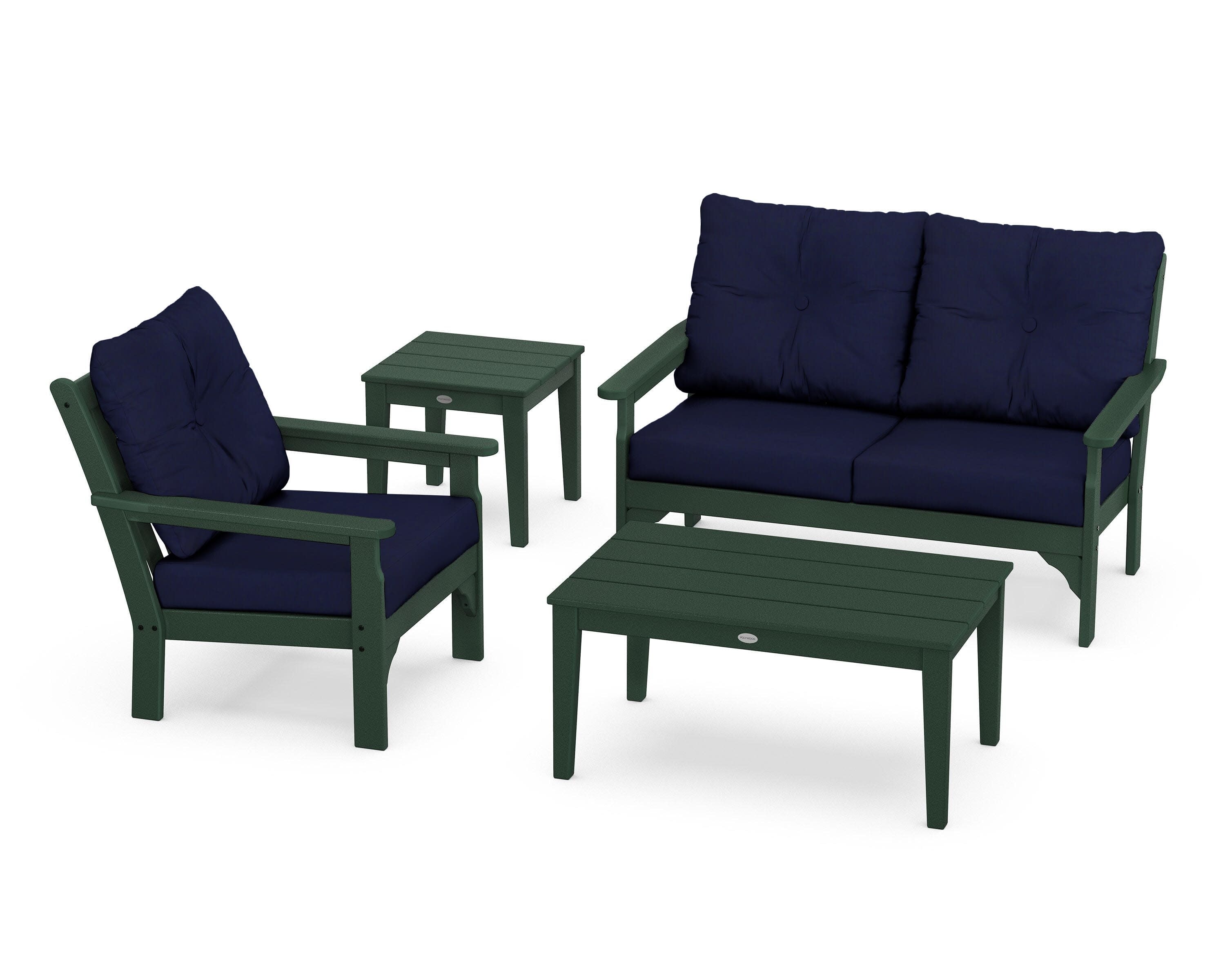 Vineyard 4-Piece Deep Seating Set in Green / Navy