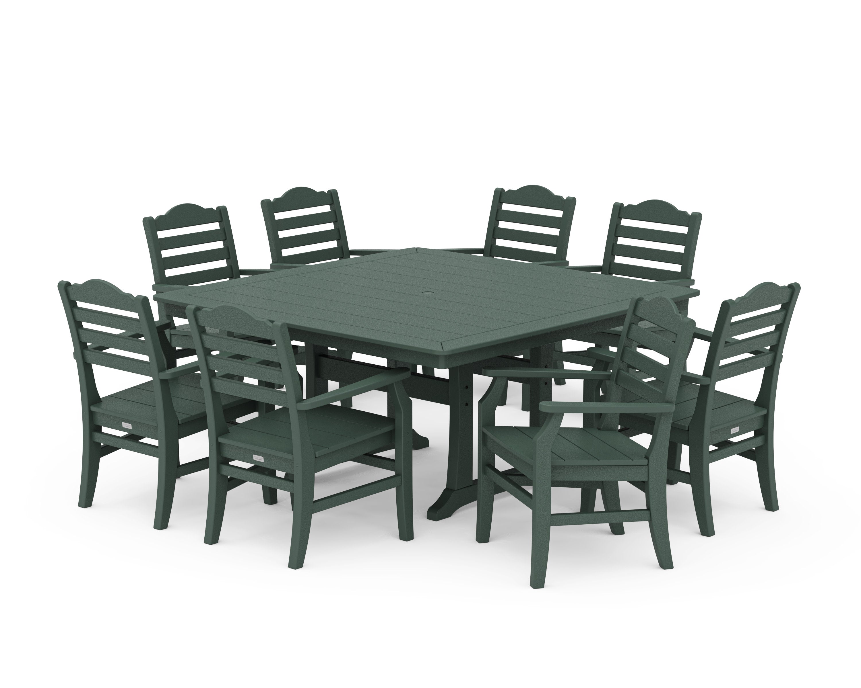 Savannah 9-Piece Square Dining Set with Trestle Legs in Green