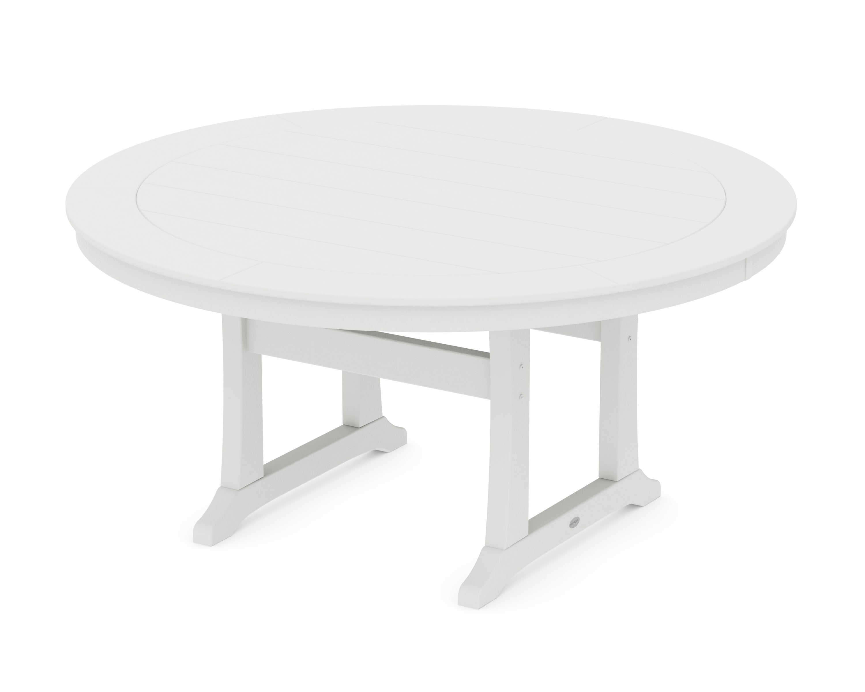 Nautical Trestle 60" Round Dining Table in Vintage White