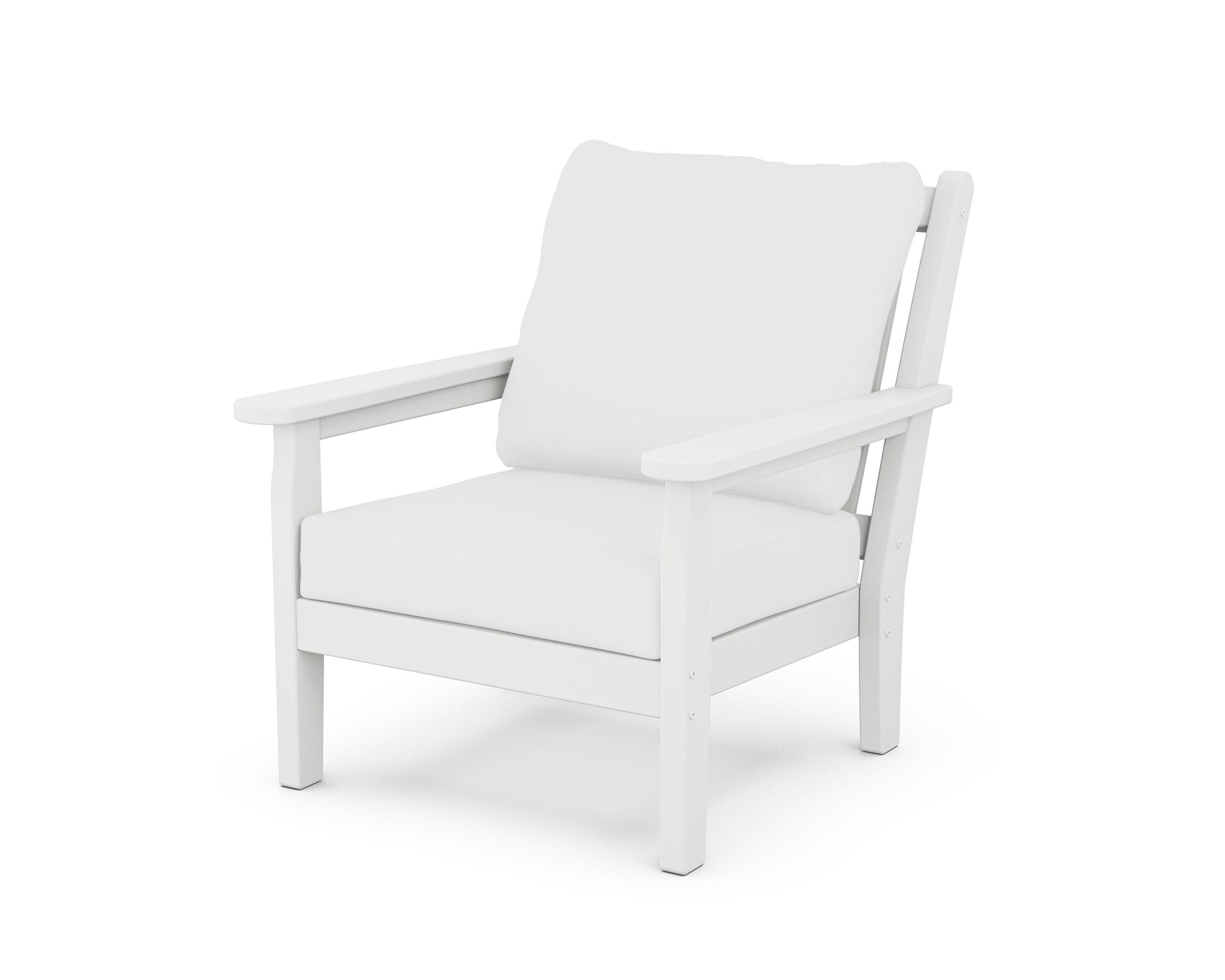 Chippendale Deep Seating Chair in White / Natural