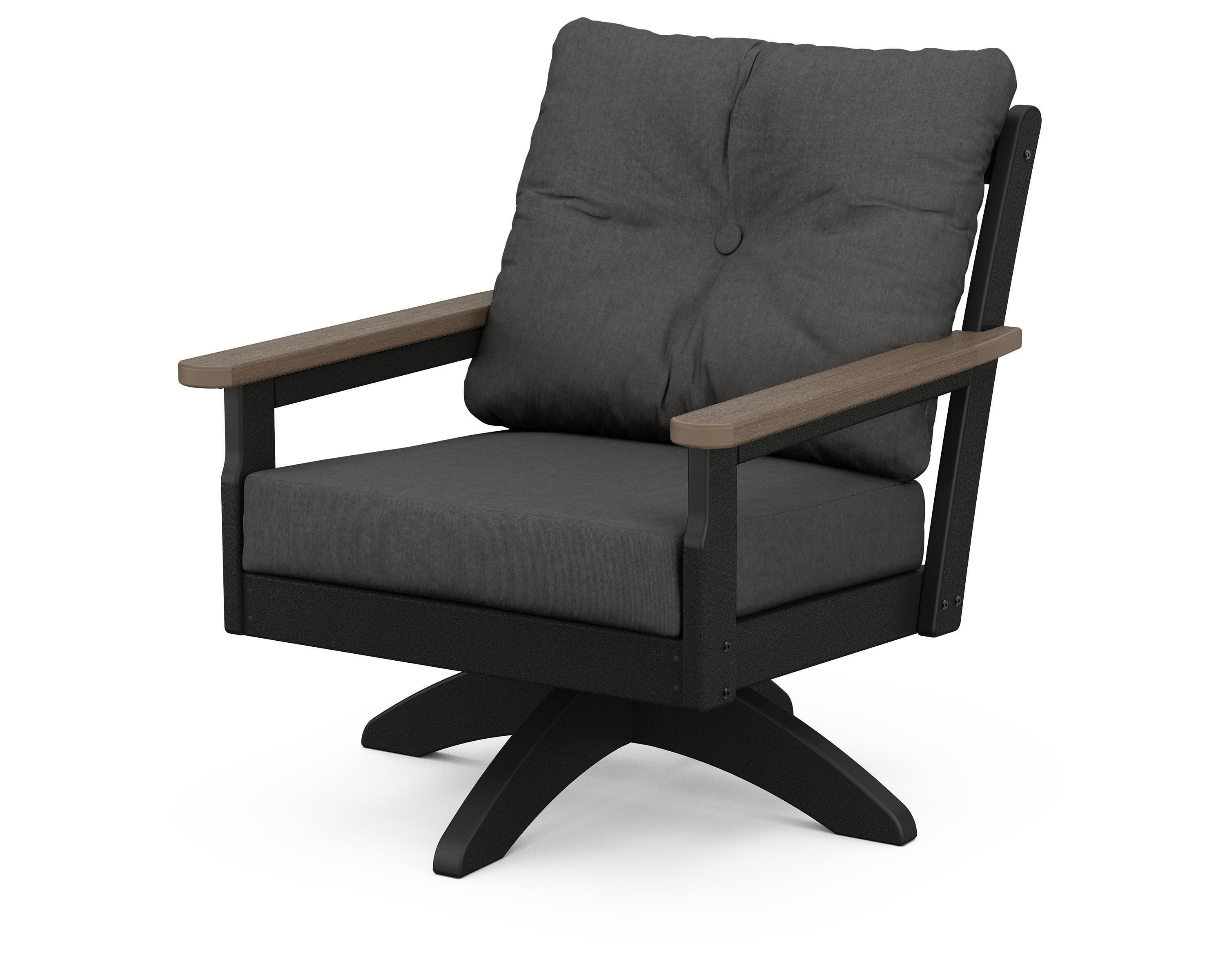 Vineyard Deep Seating Swivel Chair in Black / Kona / Spectrum Carbon