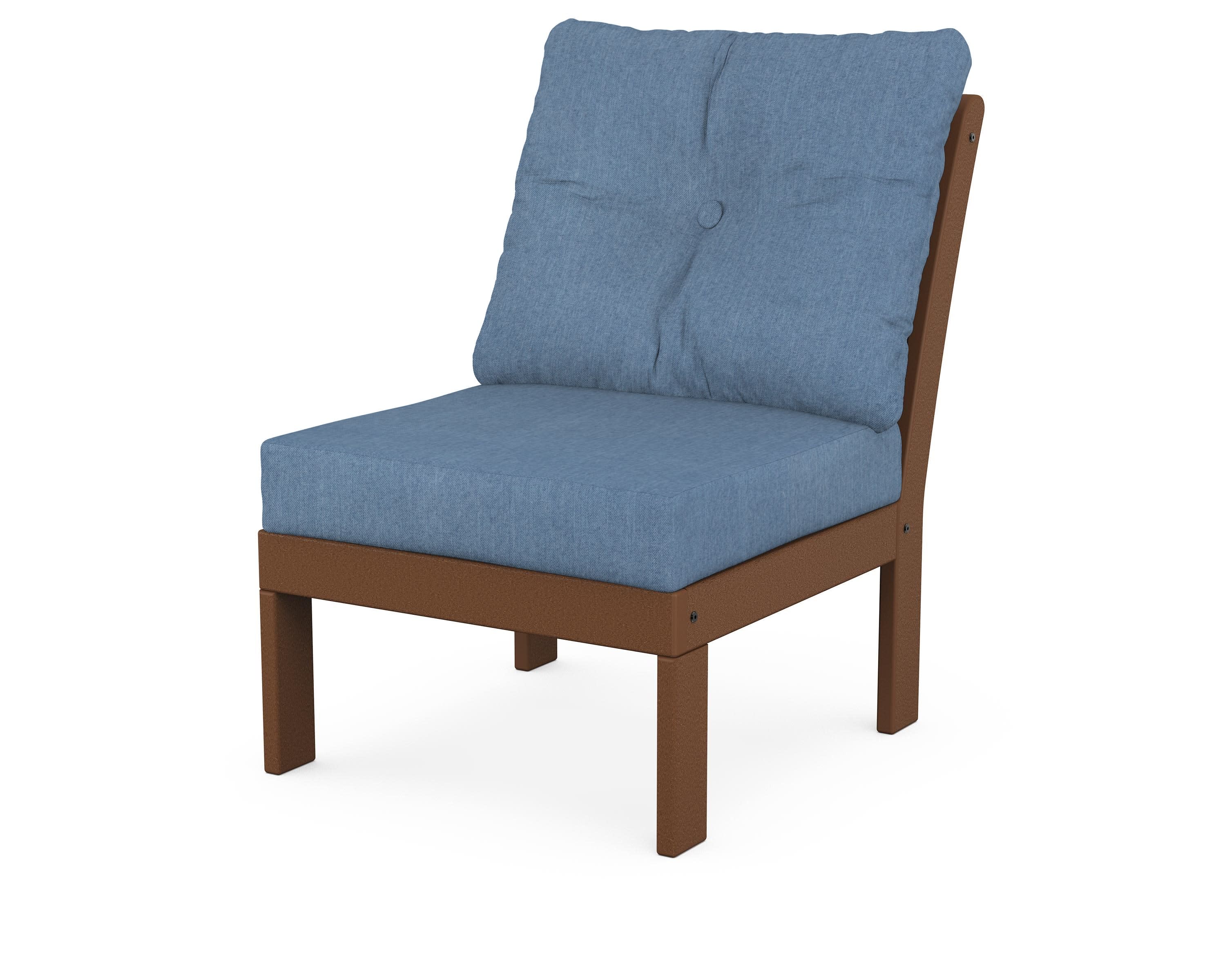 Vineyard Modular Armless Chair in Teak / Sky Blue